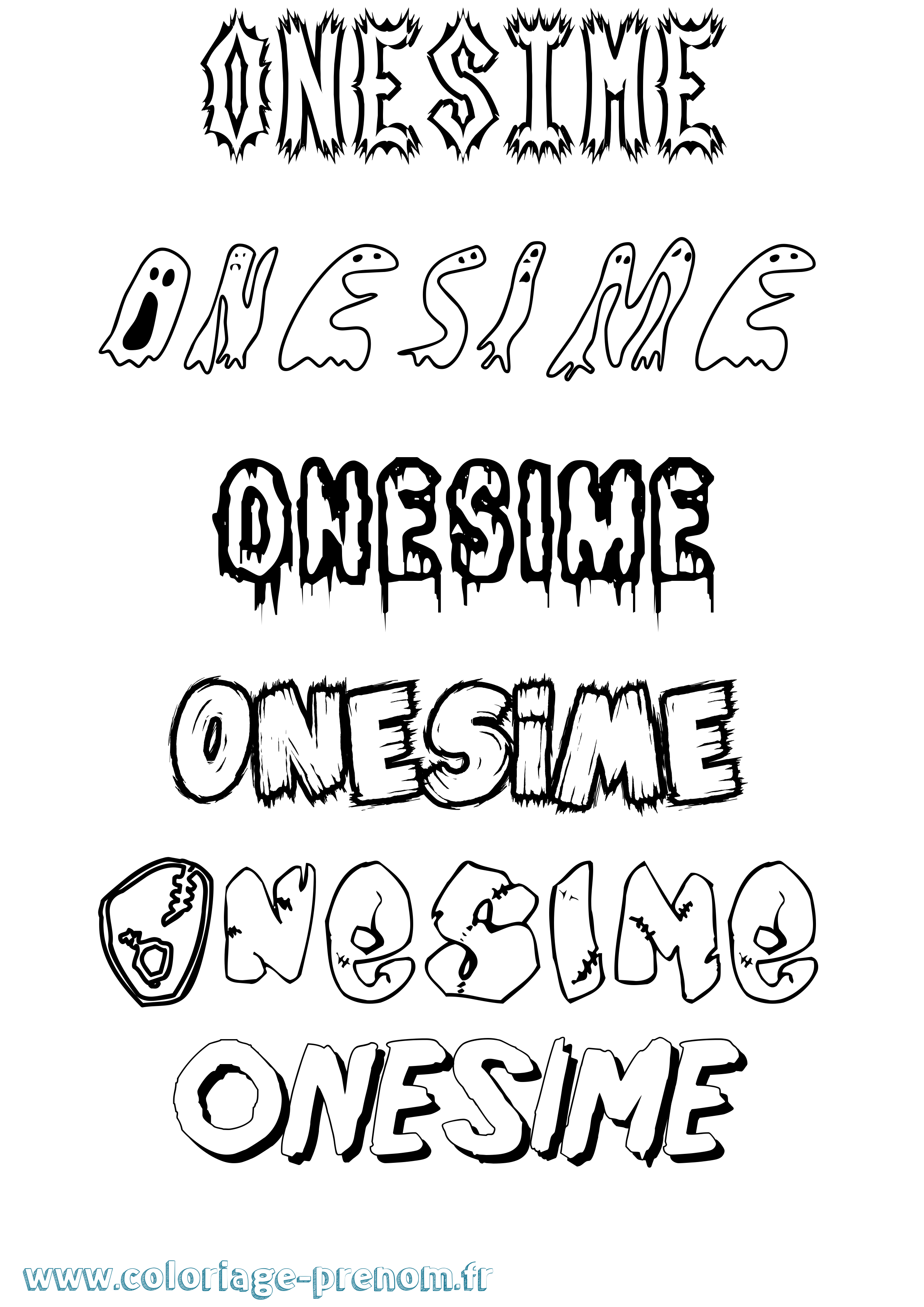Coloriage Onesime Frisson Coloriage prénom Onesime Frisson