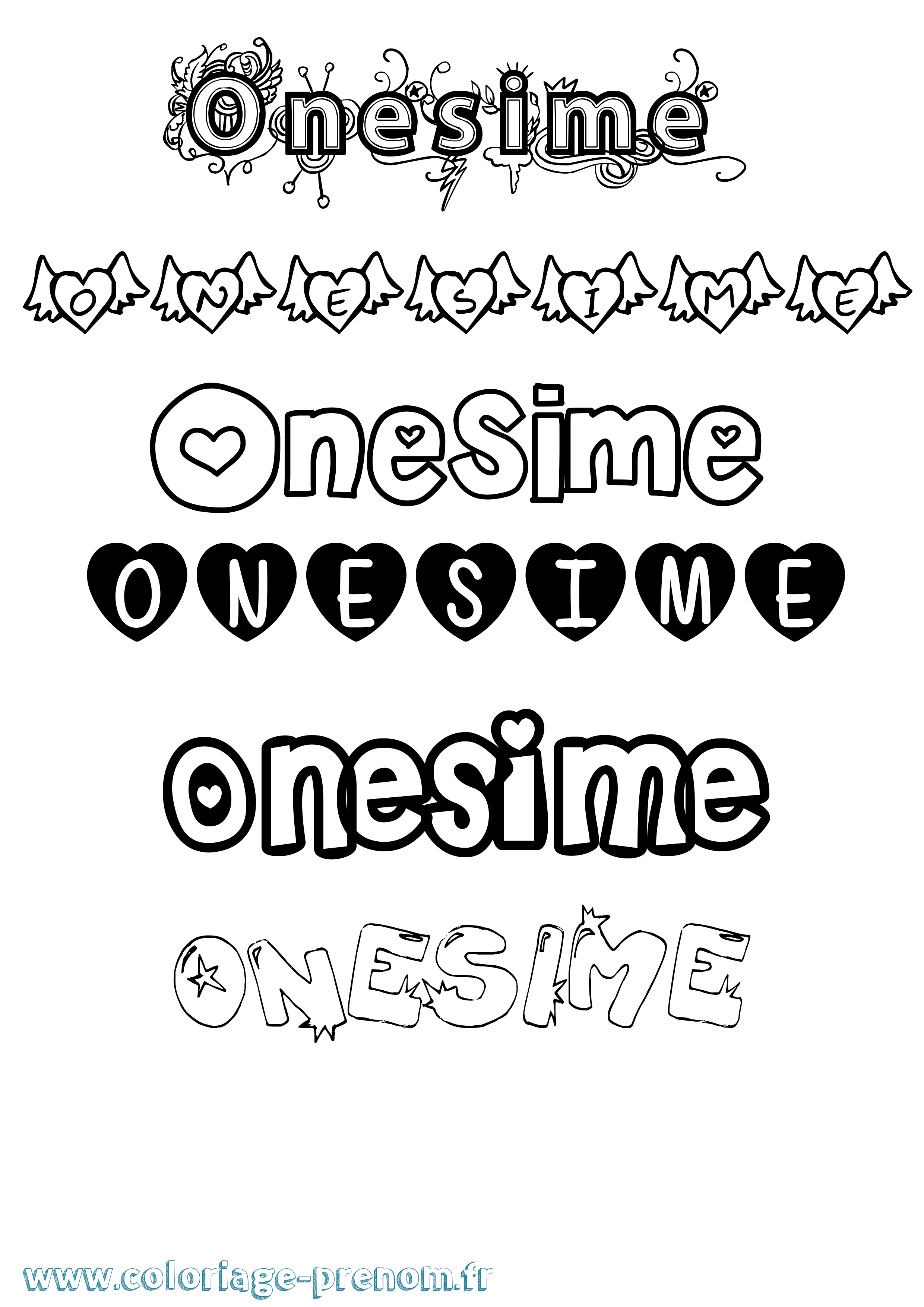 Coloriage Onesime Girly Coloriage prénom Onesime Girly