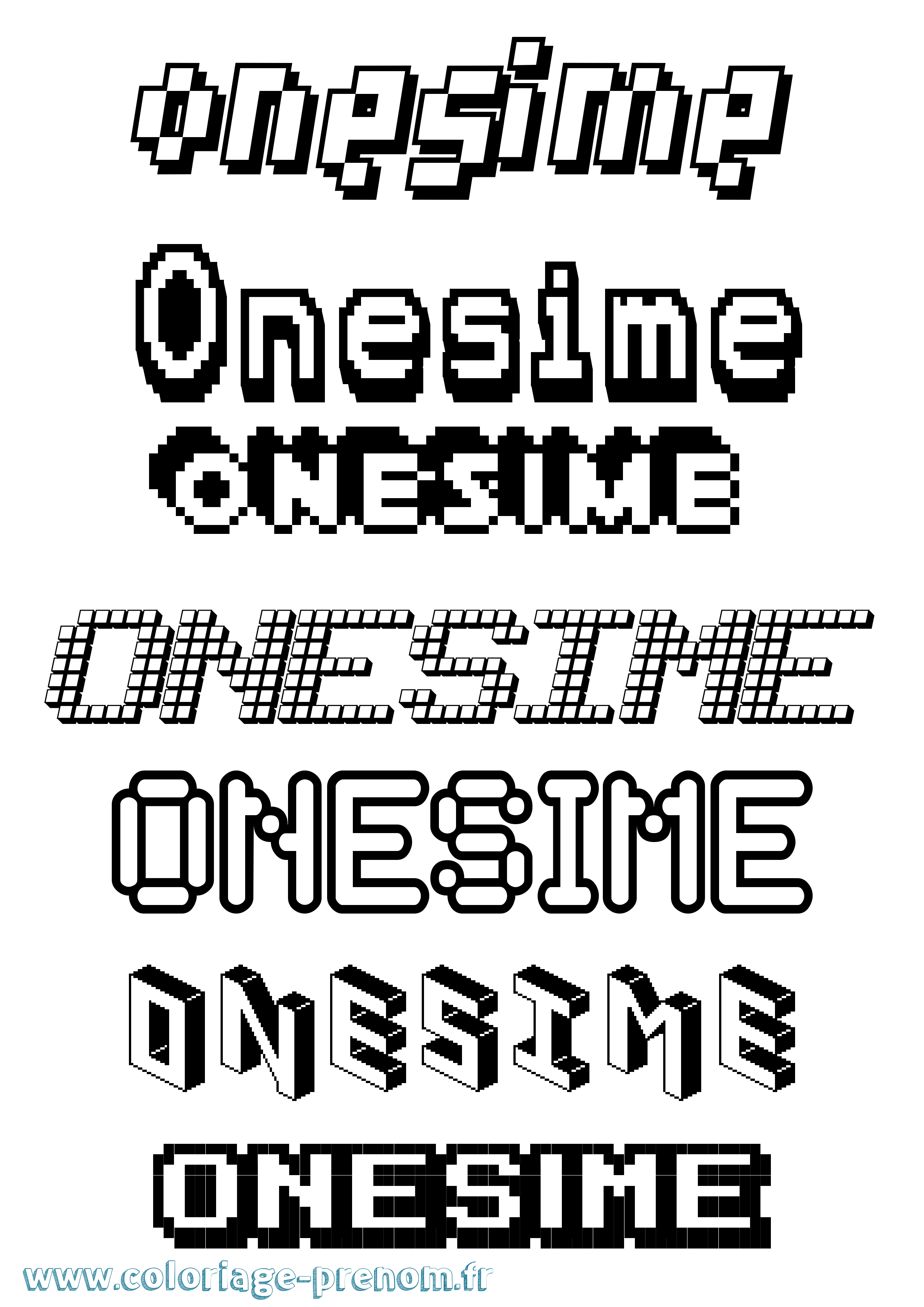 Coloriage Onesime Pixel Coloriage prénom Onesime Pixel