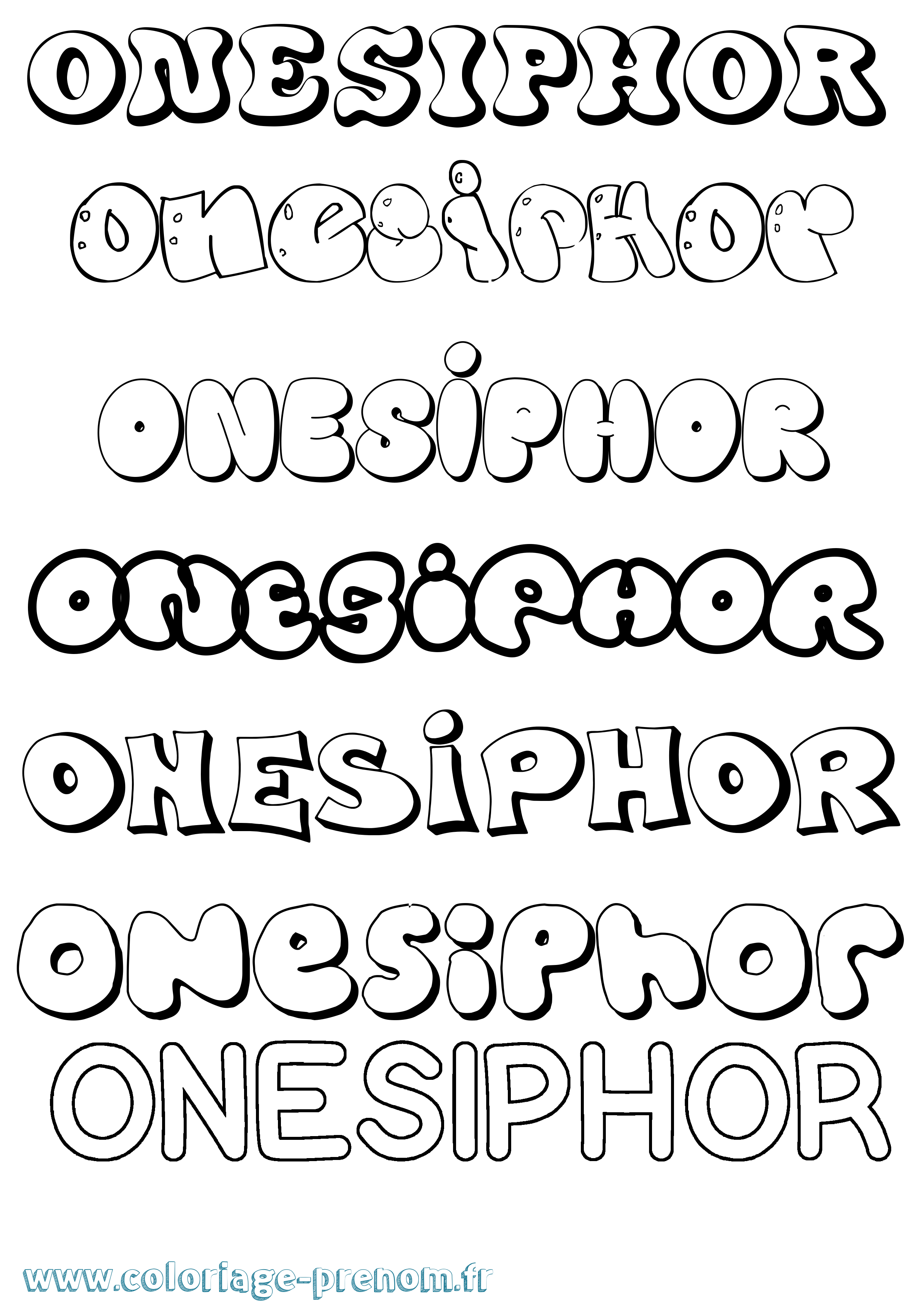 Coloriage Onesiphor Bubble Coloriage prénom Onesiphor Bubble