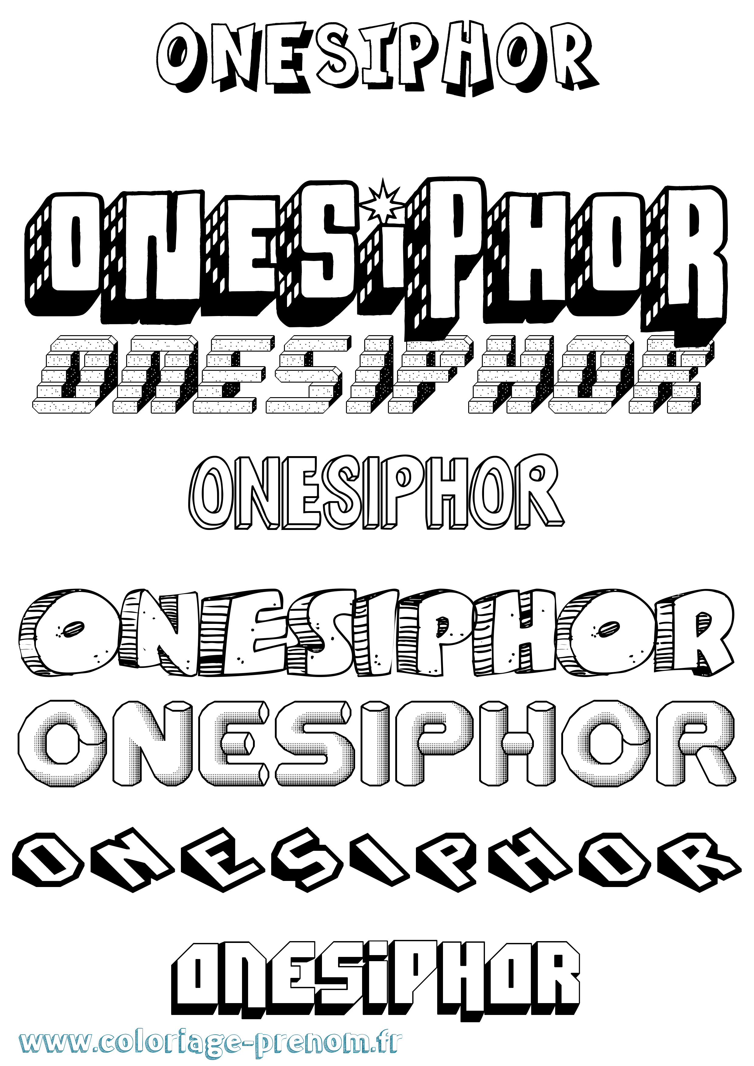Coloriage Onesiphor Effet 3D Coloriage prénom Onesiphor Effet 3D
