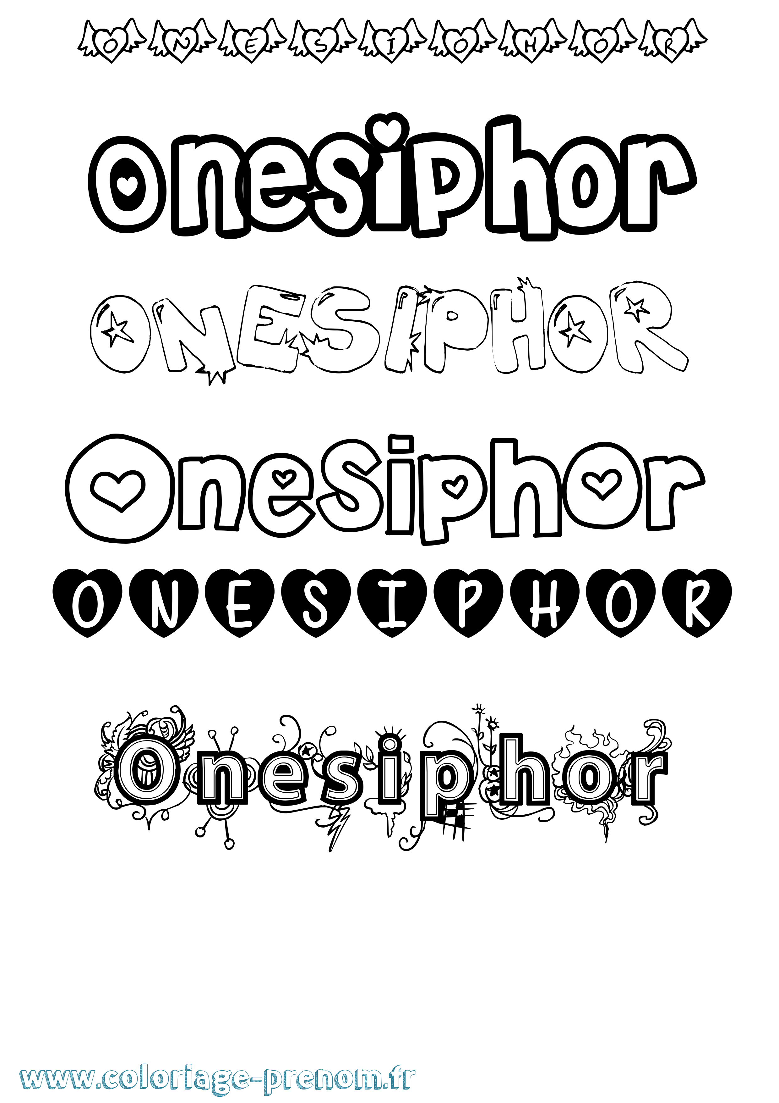 Coloriage Onesiphor Girly Coloriage prénom Onesiphor Girly