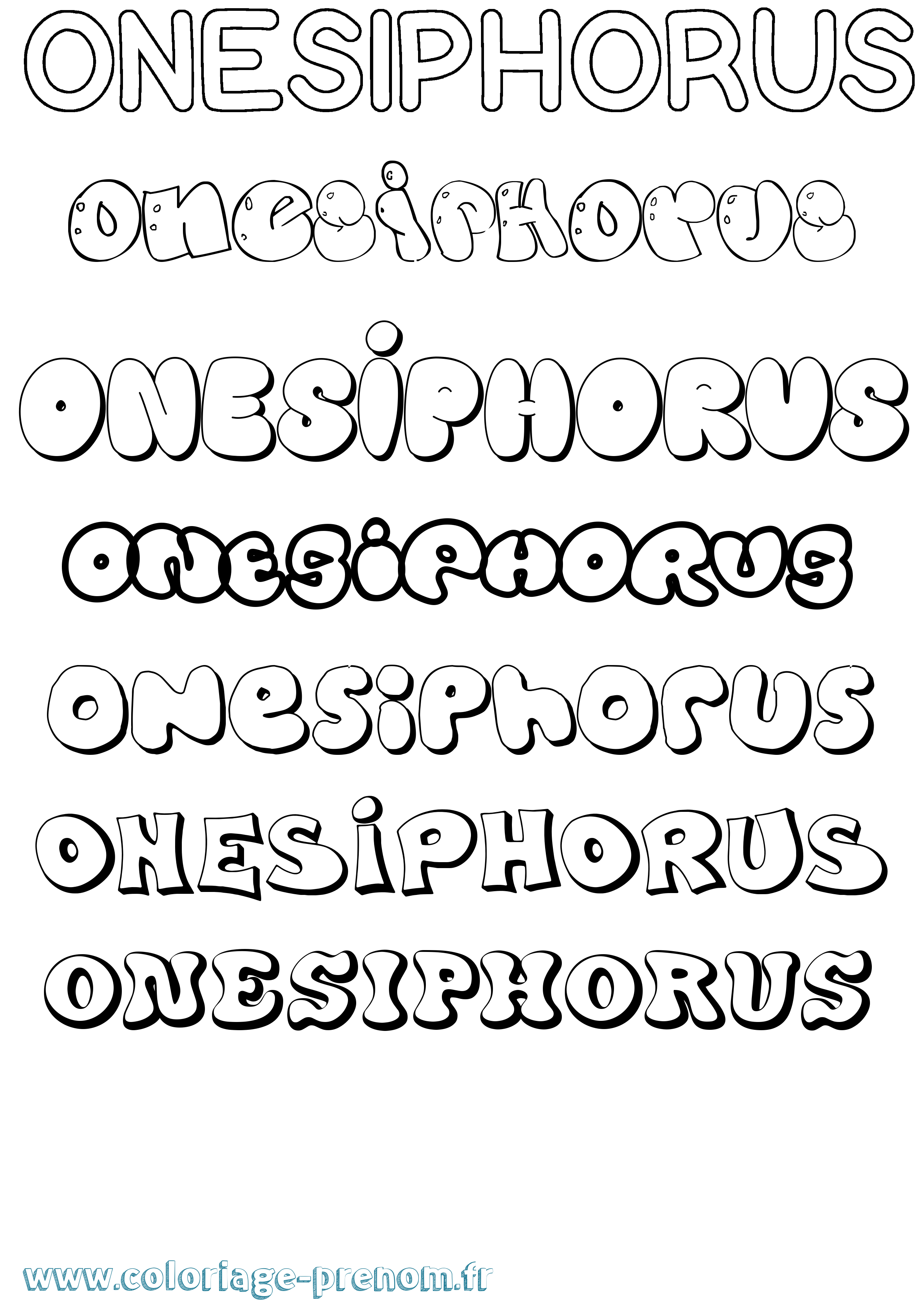 Coloriage Onesiphorus Bubble Coloriage prénom Onesiphorus Bubble