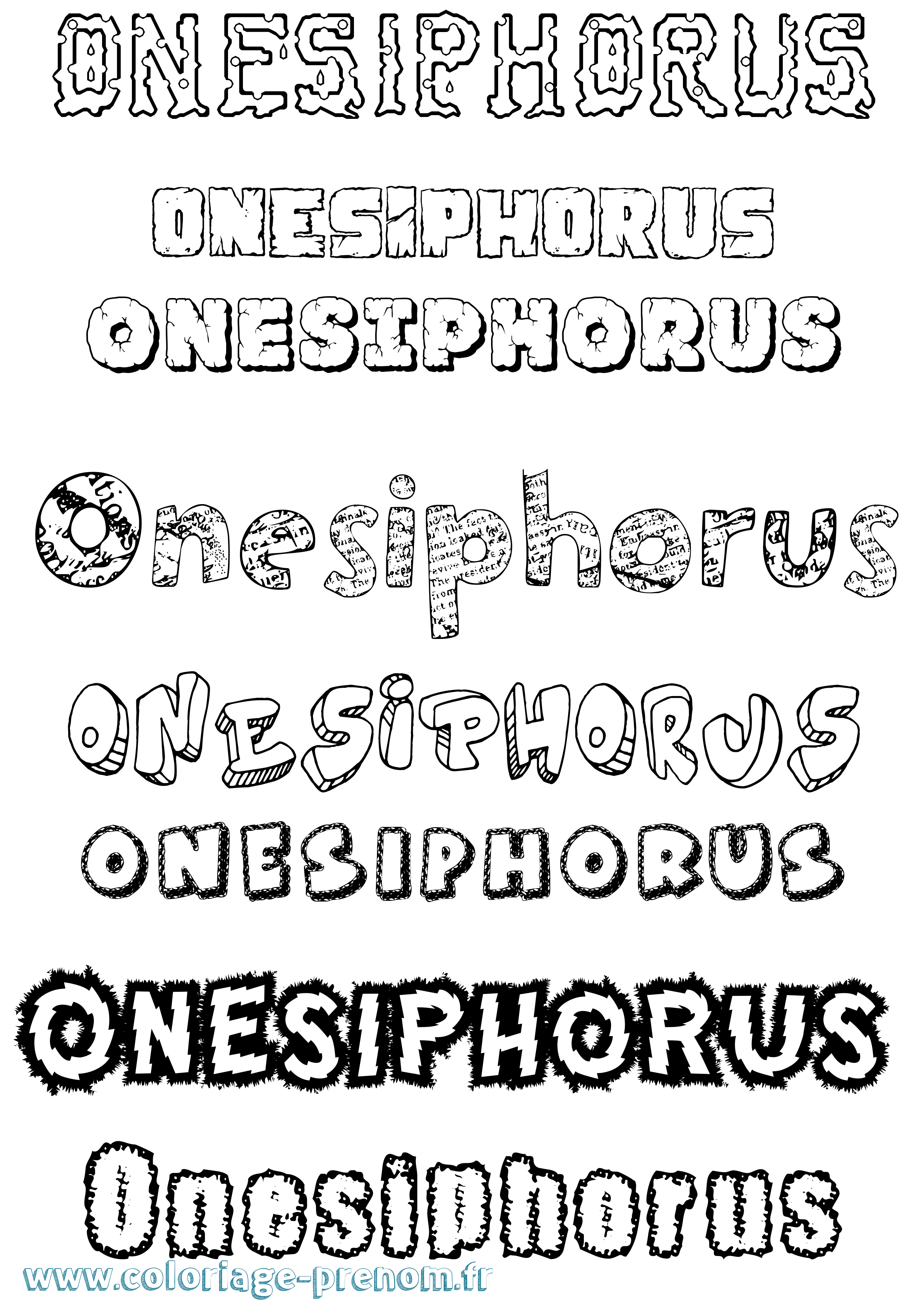 Coloriage Onesiphorus Destructuré Coloriage prénom Onesiphorus Destructuré