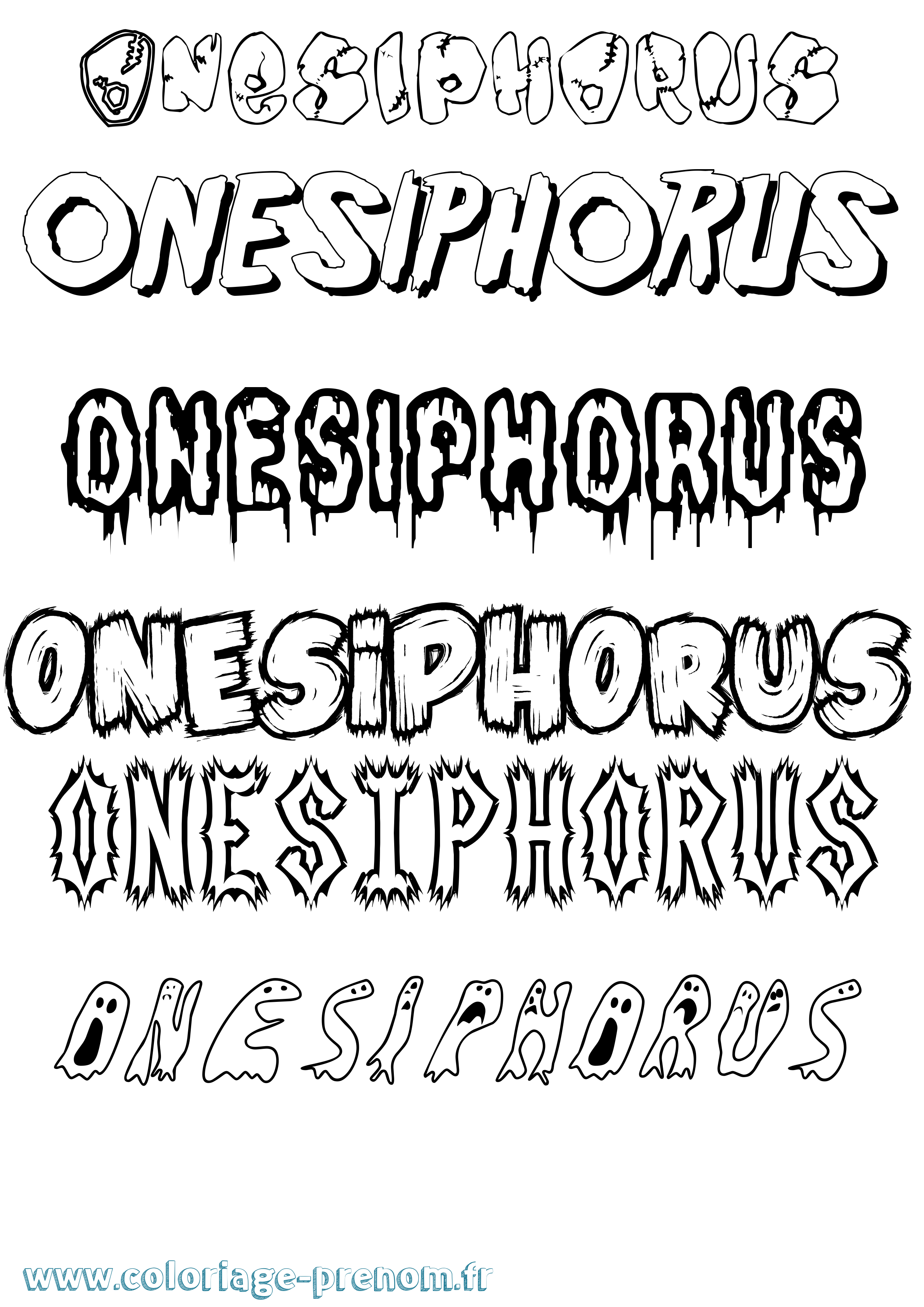 Coloriage Onesiphorus Frisson Coloriage prénom Onesiphorus Frisson