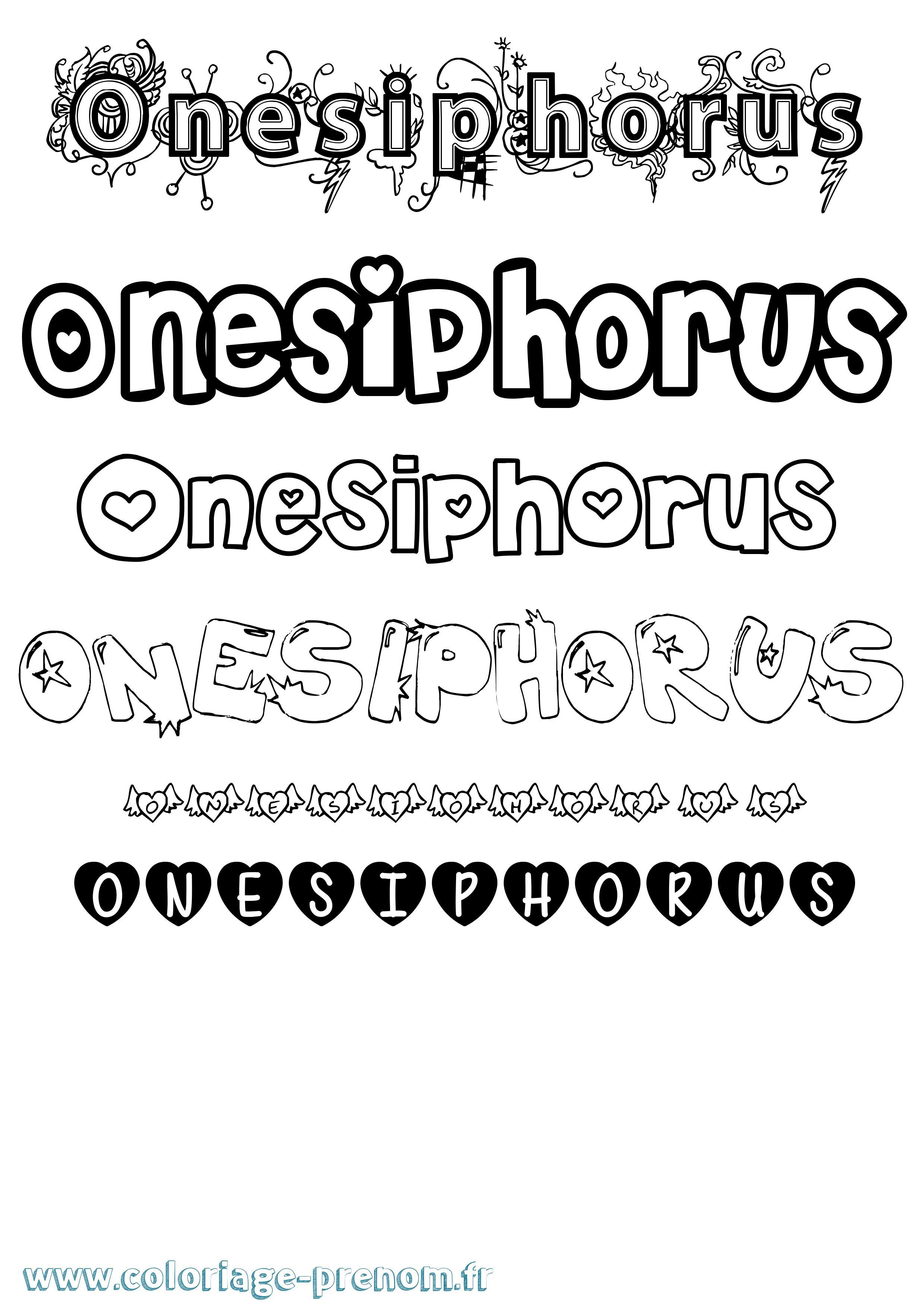 Coloriage Onesiphorus Girly Coloriage prénom Onesiphorus Girly