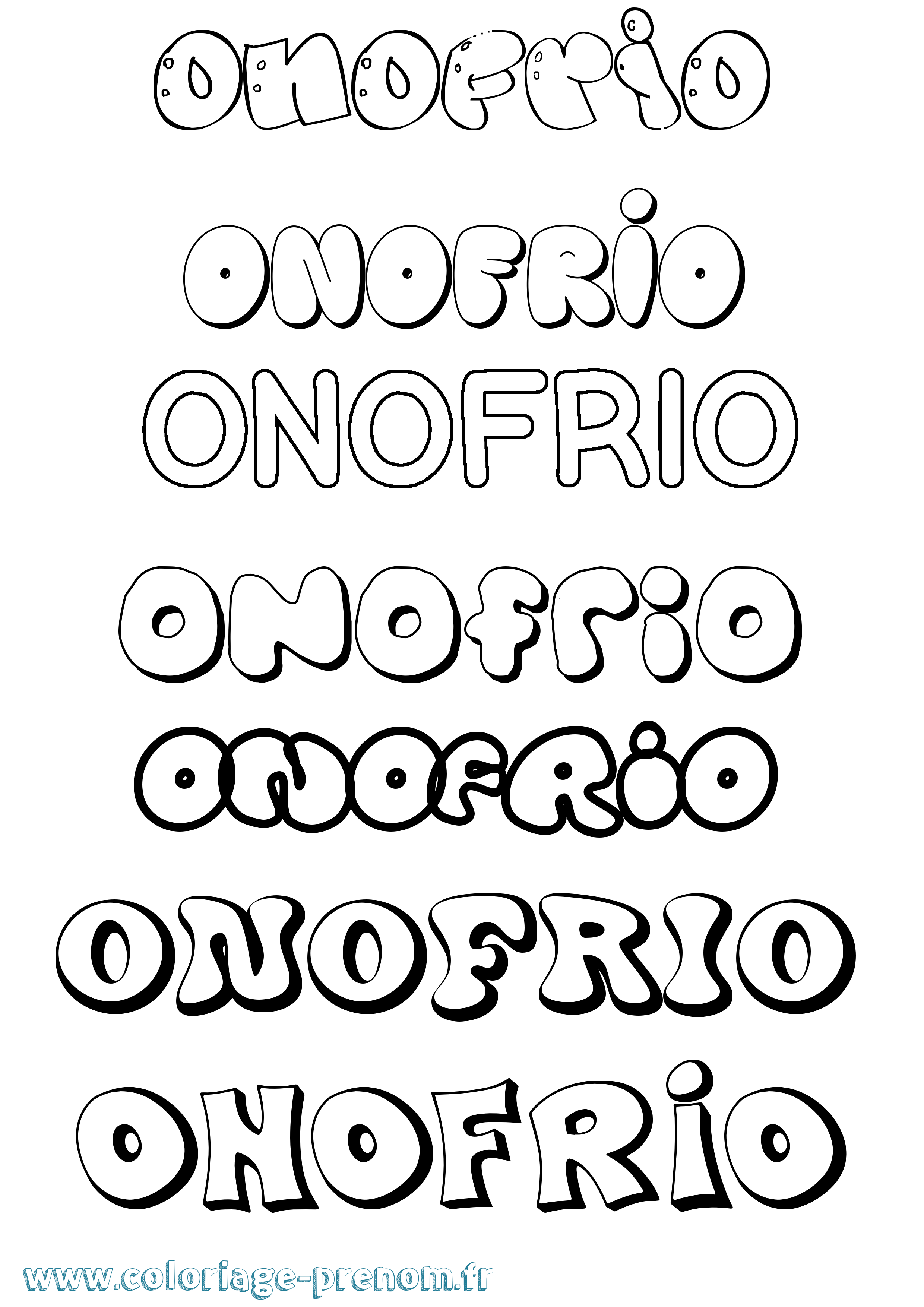 Coloriage Onofrio Bubble Coloriage prénom Onofrio Bubble