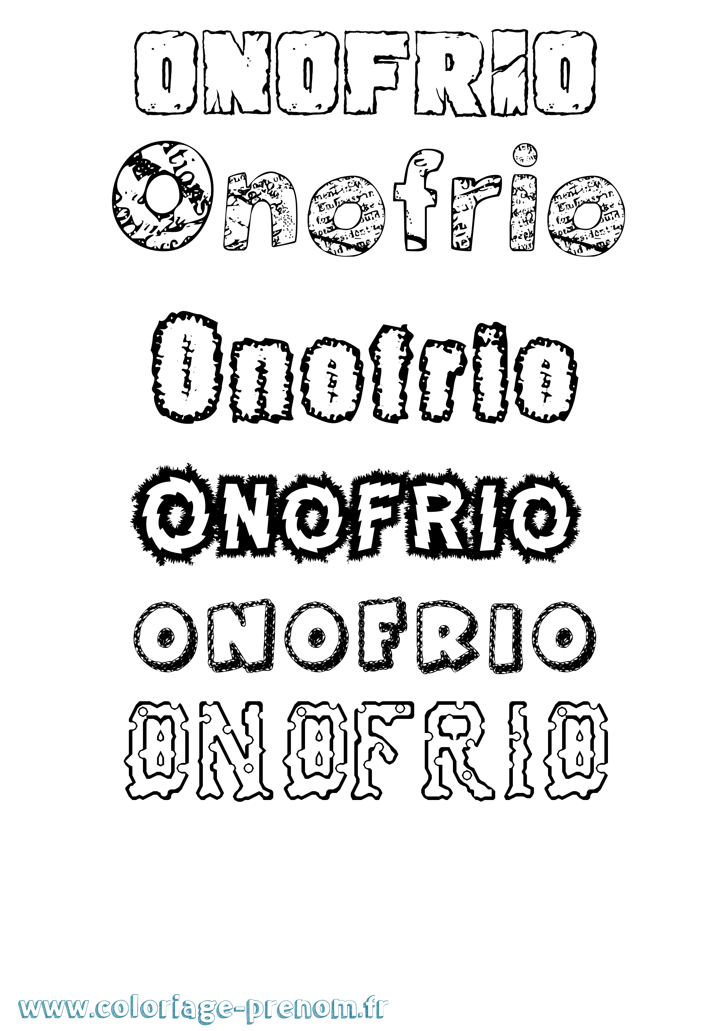 Coloriage Onofrio Destructuré Coloriage prénom Onofrio Destructuré