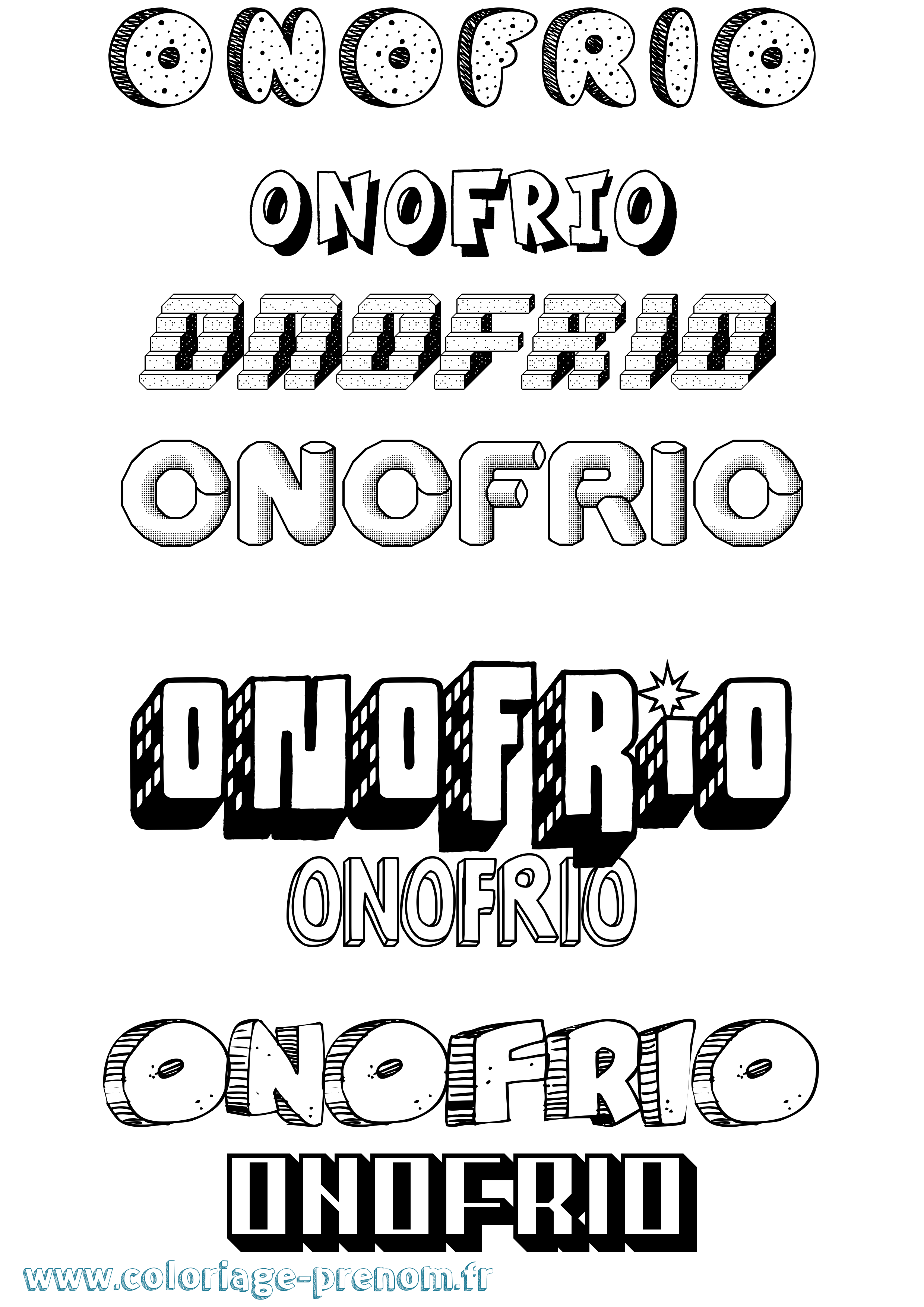 Coloriage Onofrio Effet 3D Coloriage prénom Onofrio Effet 3D