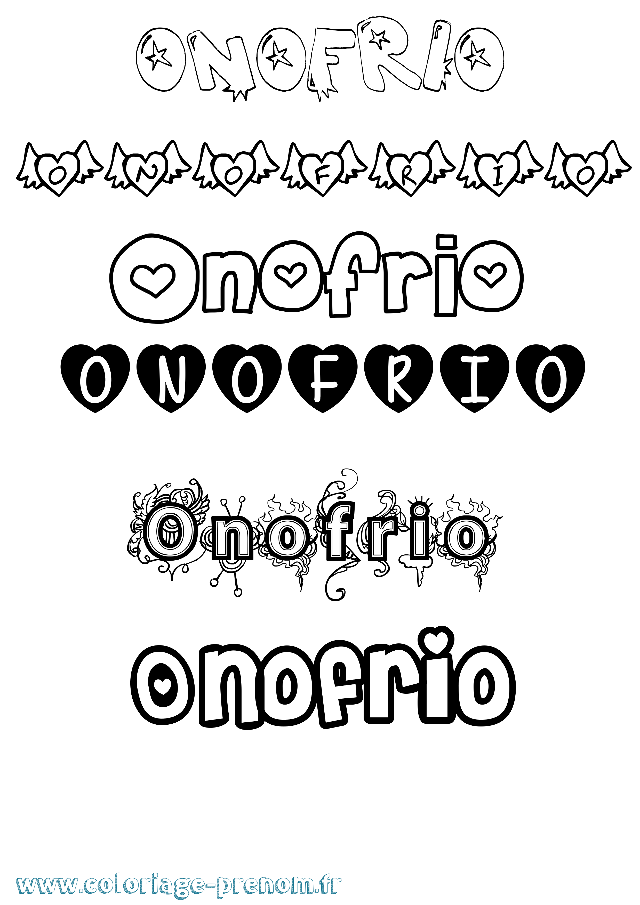 Coloriage Onofrio Girly Coloriage prénom Onofrio Girly
