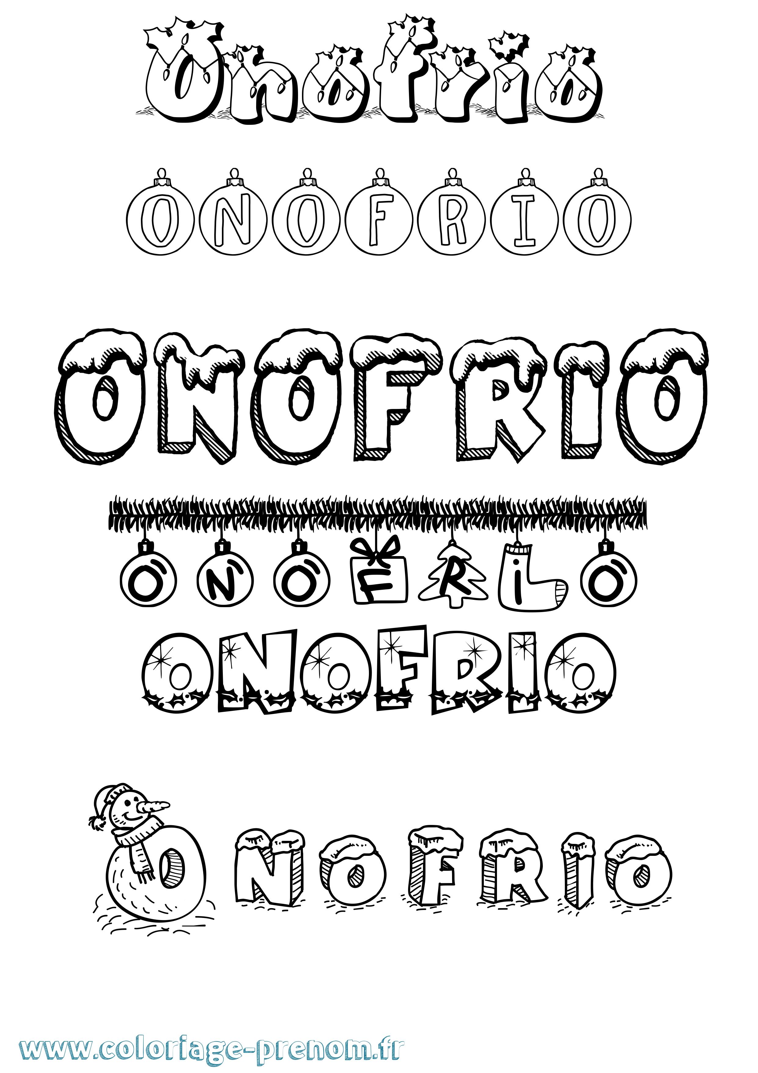 Coloriage Onofrio Noël Coloriage prénom Onofrio Noël