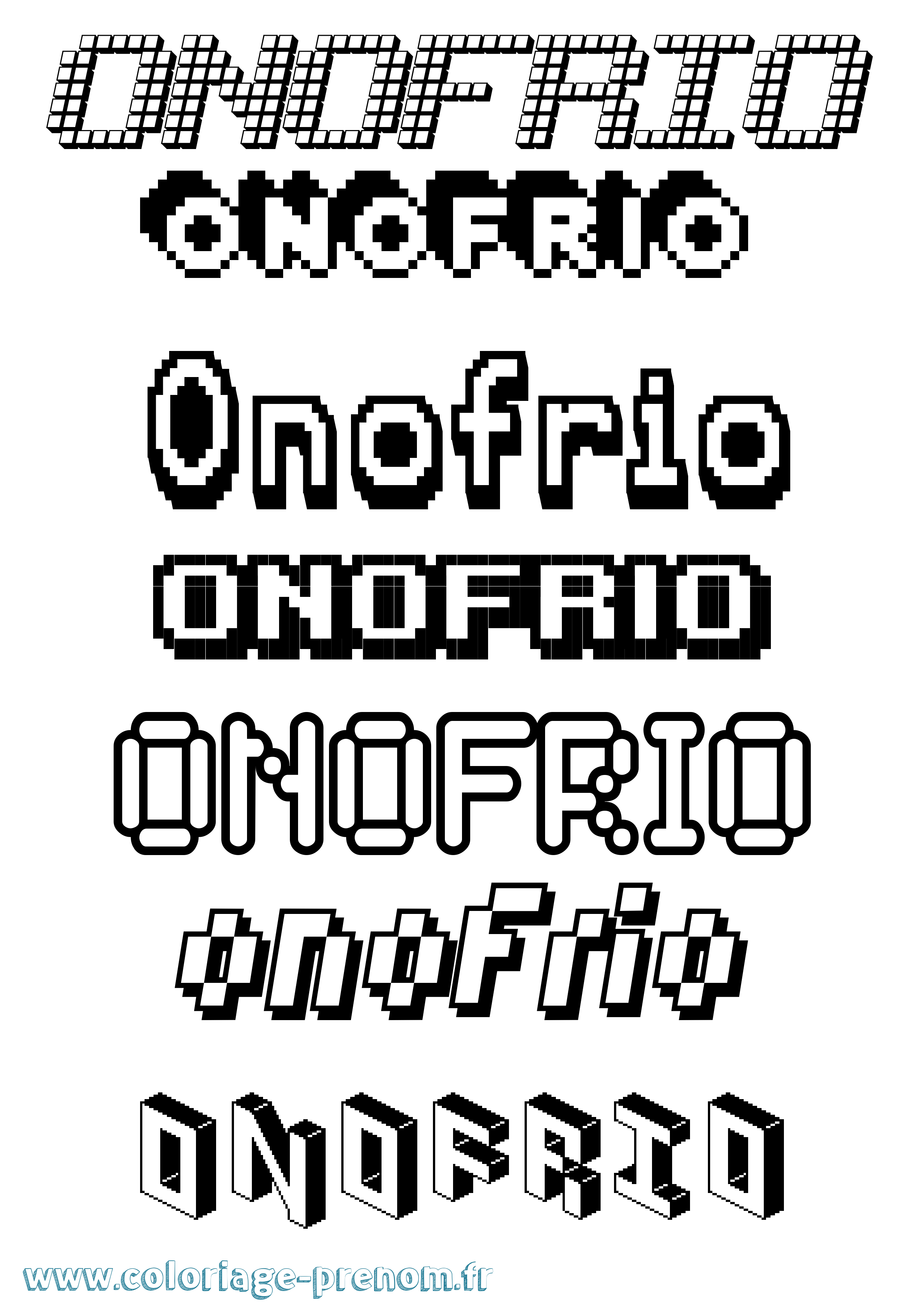 Coloriage Onofrio Pixel Coloriage prénom Onofrio Pixel