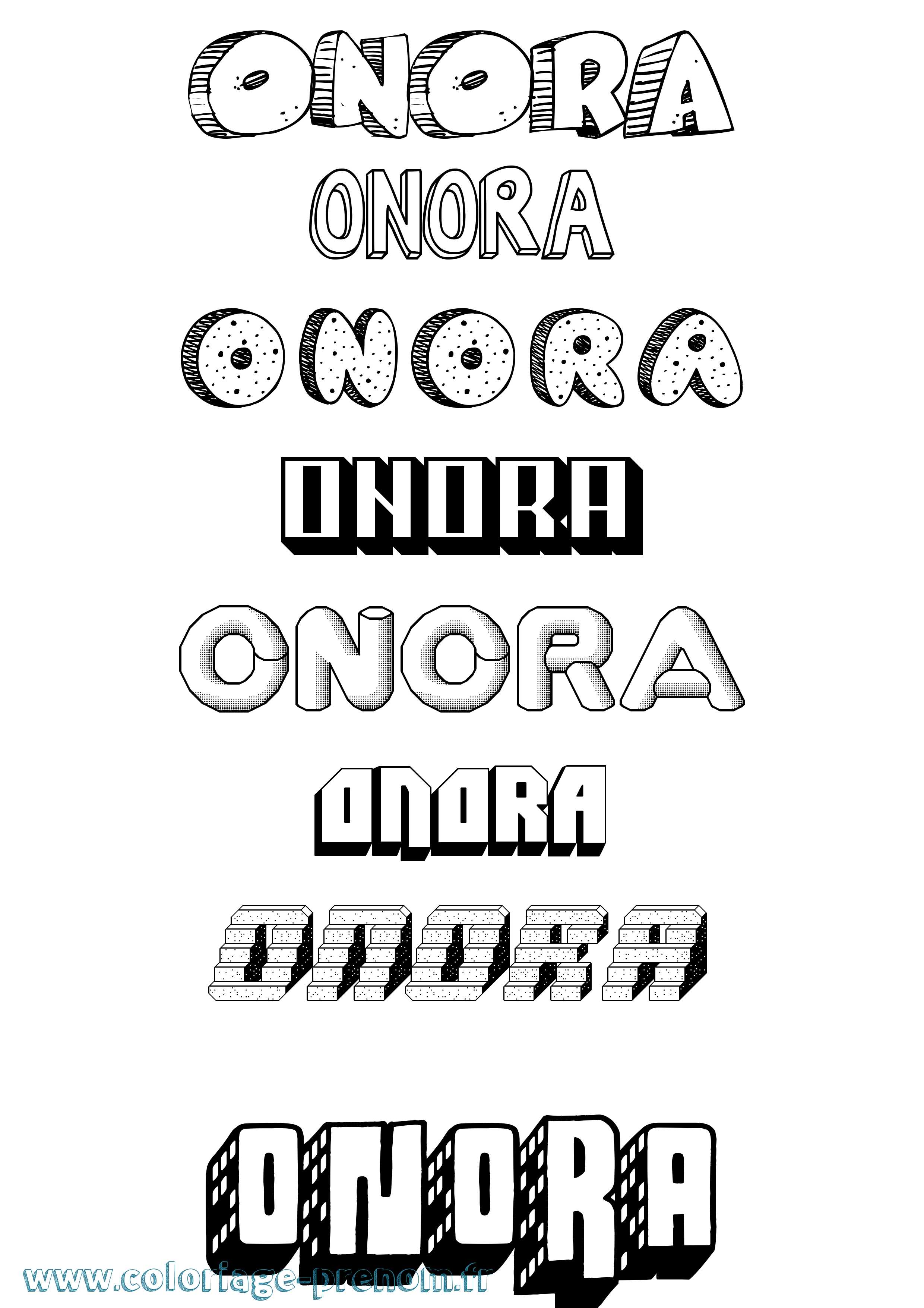 Coloriage Onora Effet 3D Coloriage prénom Onora Effet 3D