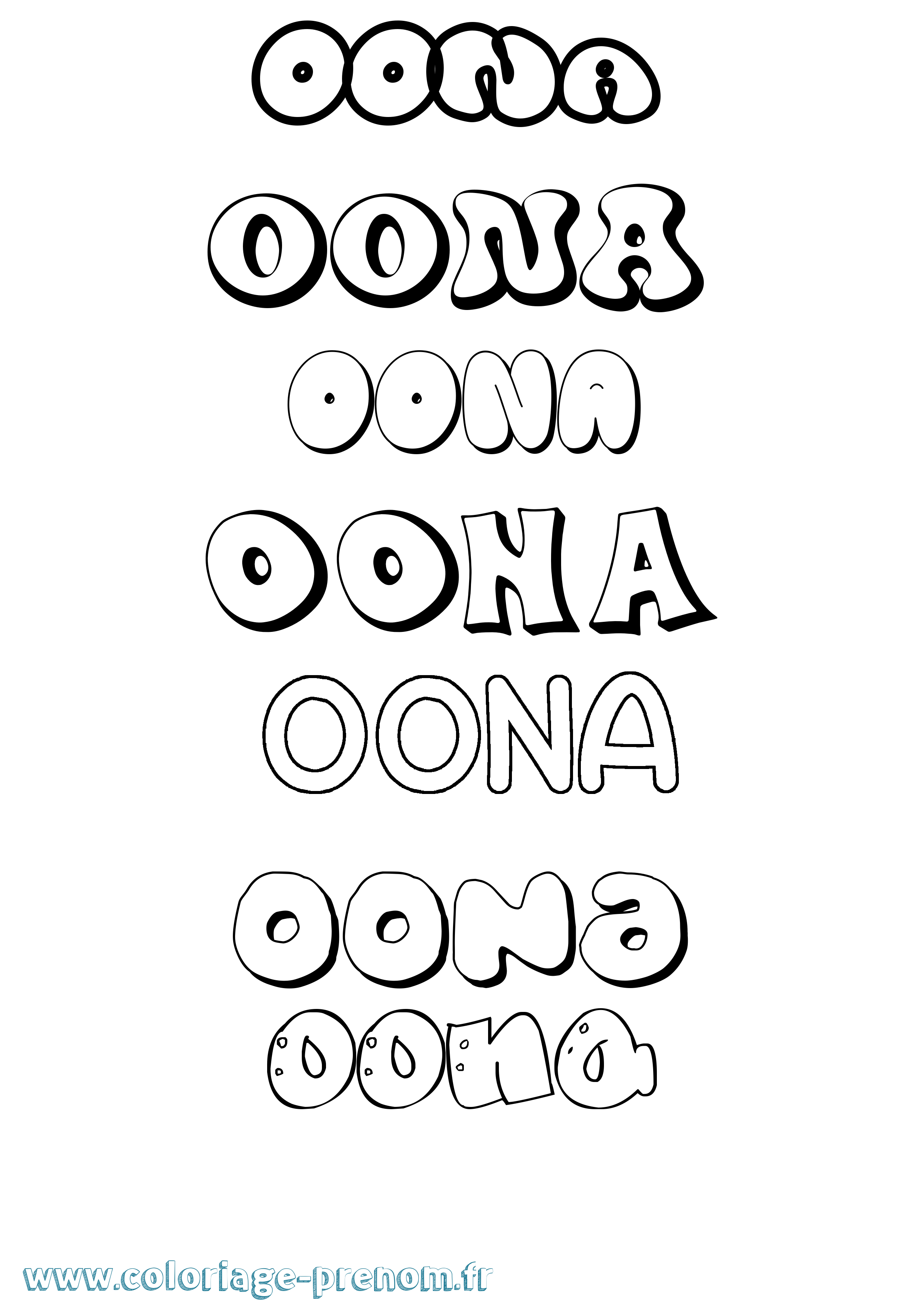 Coloriage Oona Bubble Coloriage prénom Oona Bubble