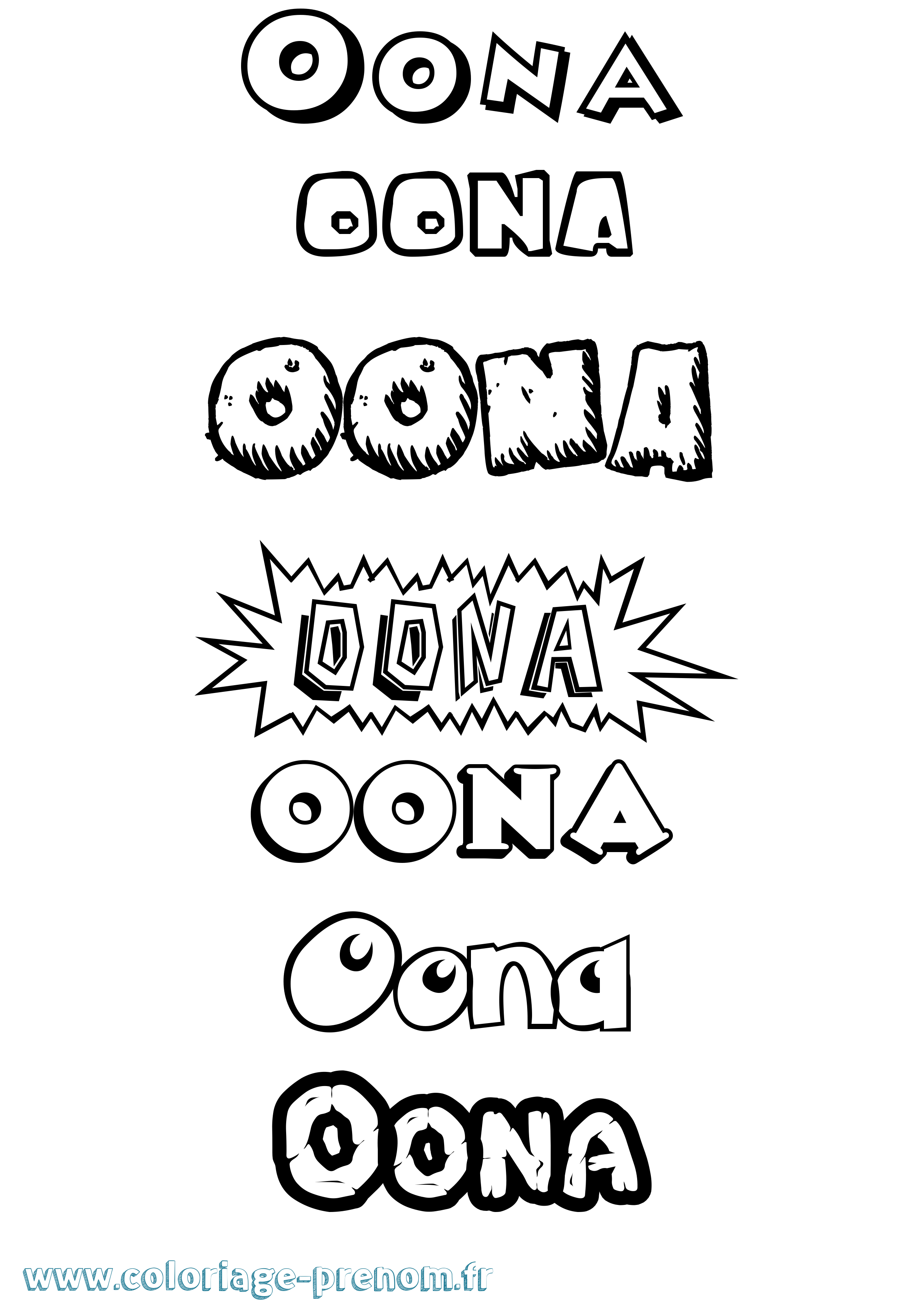 Coloriage Oona Dessin Animé Coloriage prénom Oona Dessin Animé