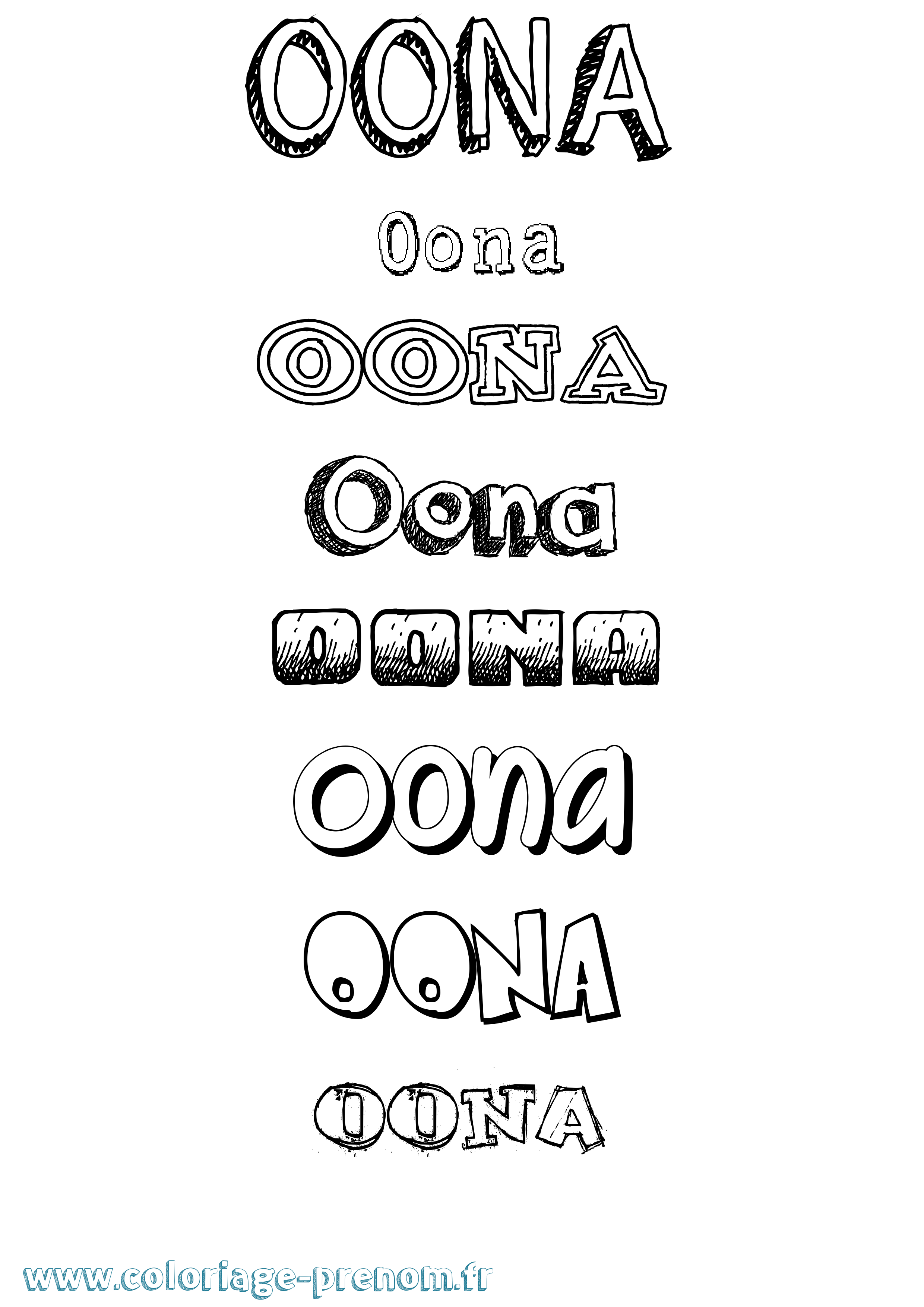 Coloriage Oona Dessiné Coloriage prénom Oona Dessiné
