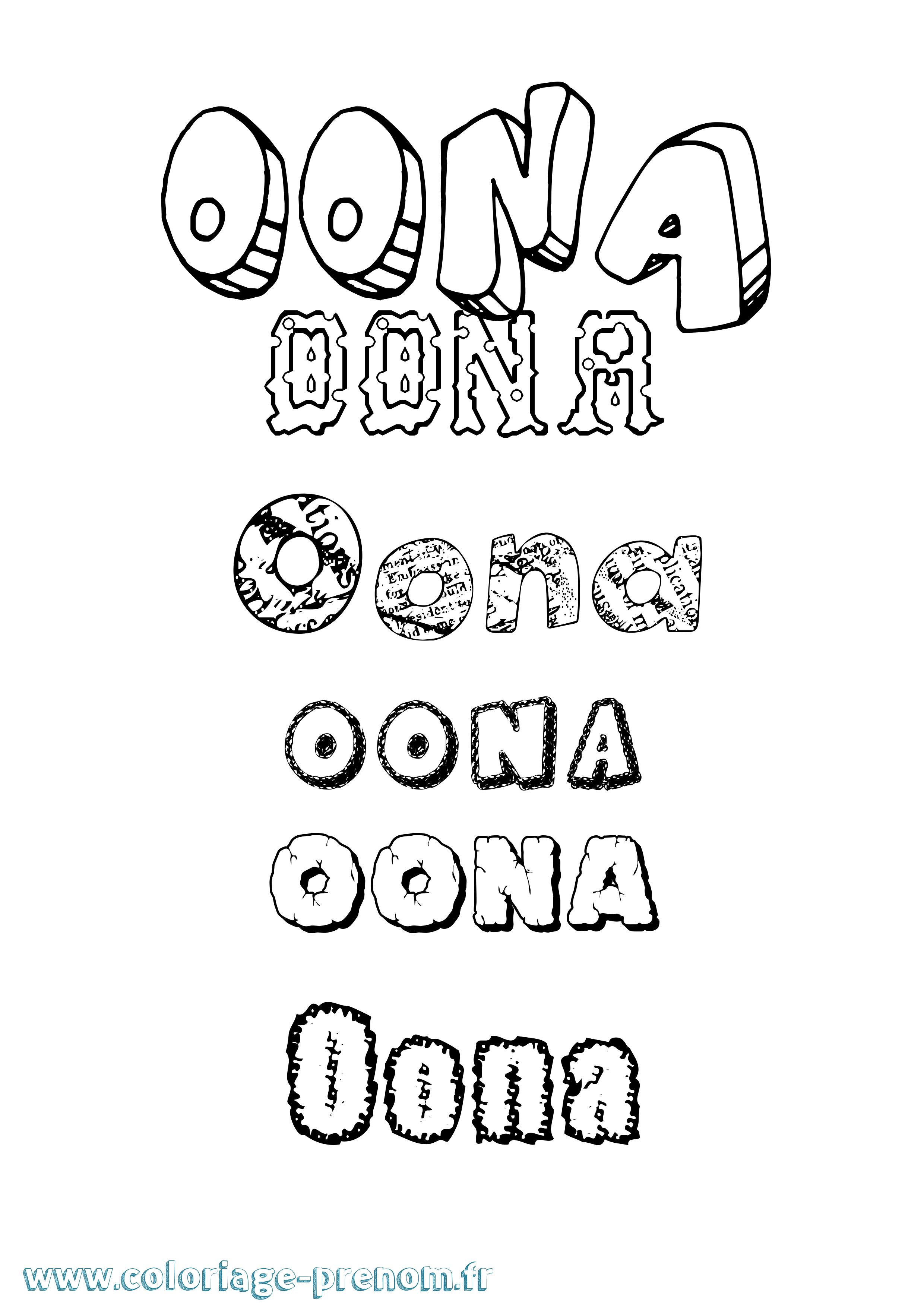 Coloriage Oona Destructuré Coloriage prénom Oona Destructuré