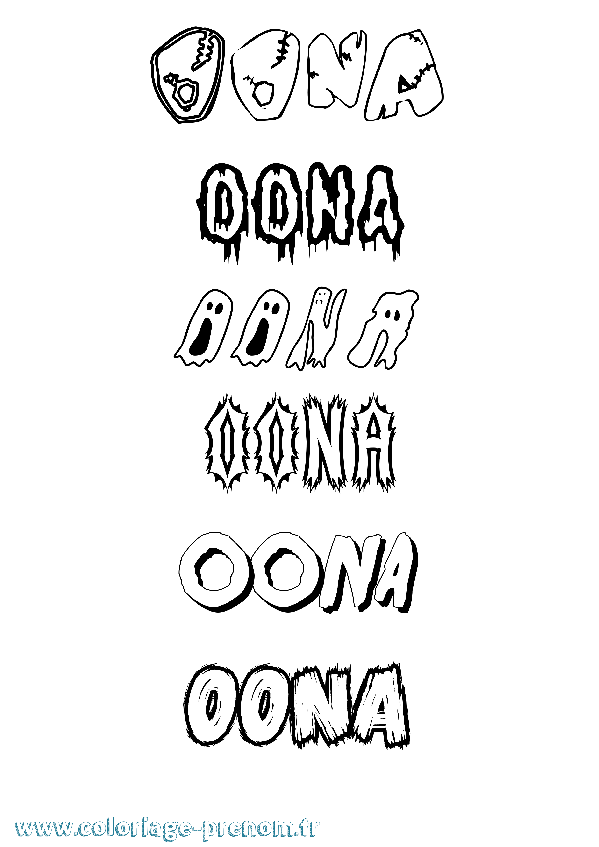 Coloriage Oona Frisson Coloriage prénom Oona Frisson