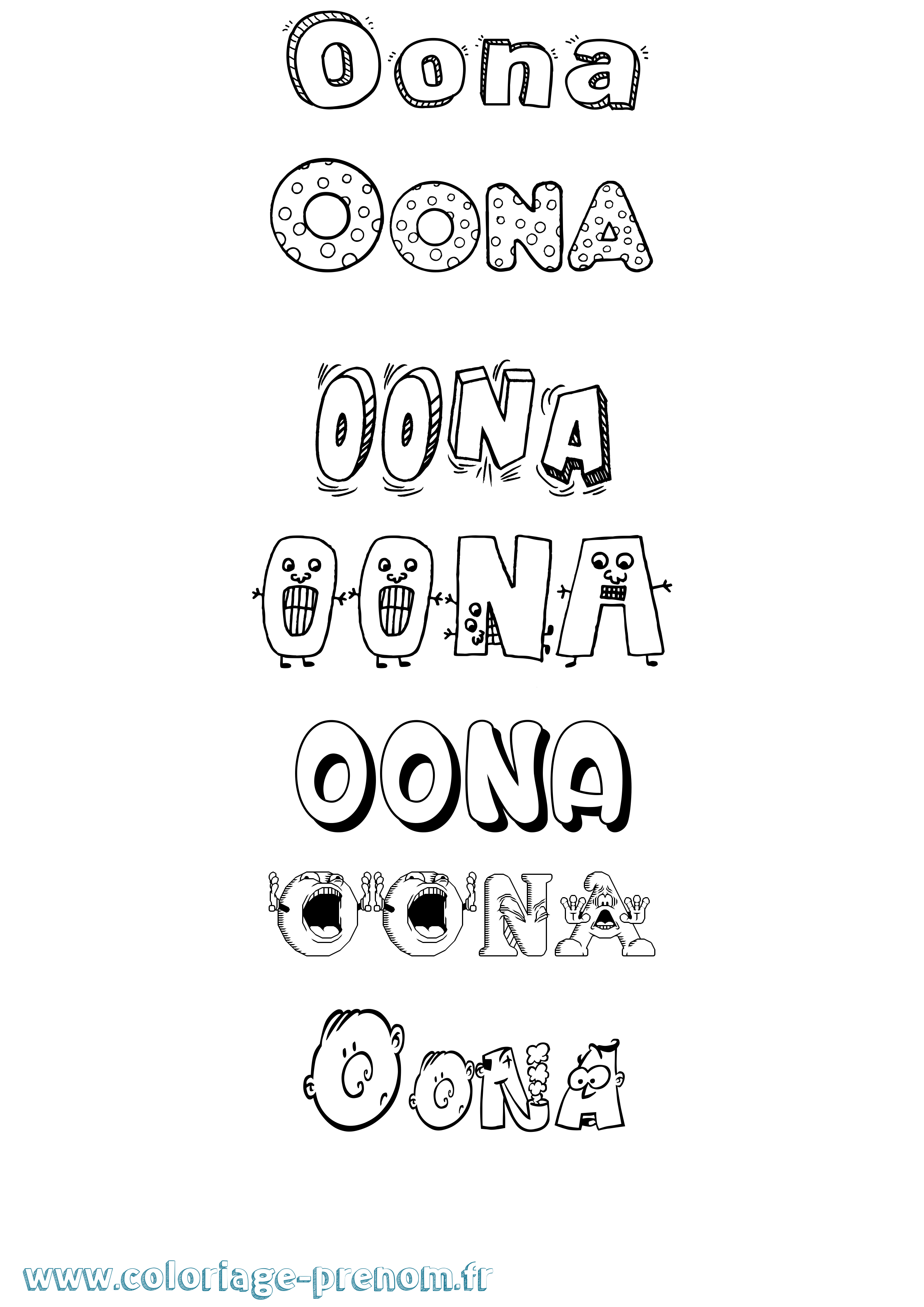 Coloriage Oona Fun Coloriage prénom Oona Fun