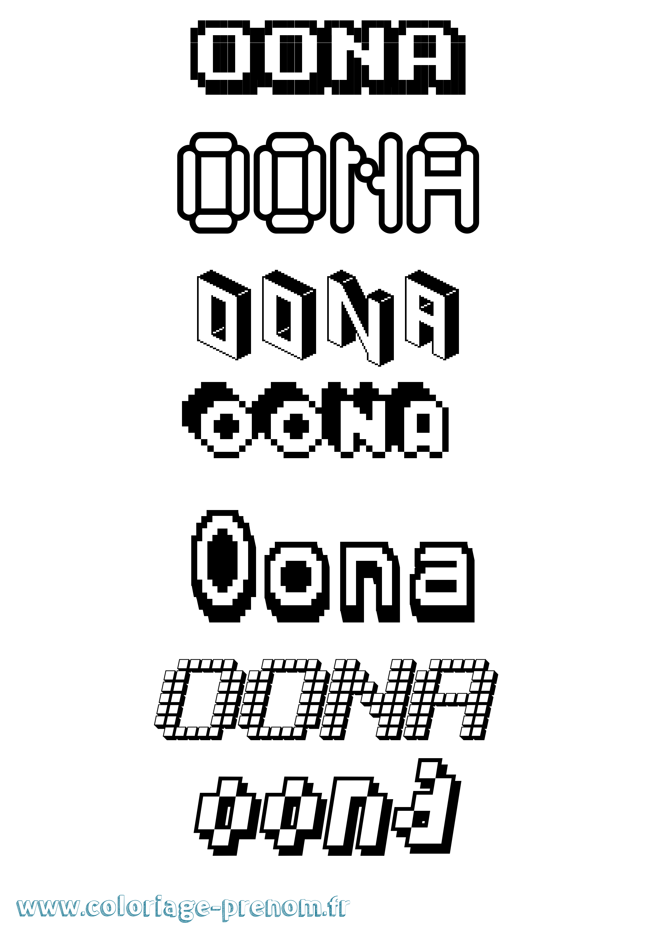 Coloriage Oona Pixel Coloriage prénom Oona Pixel