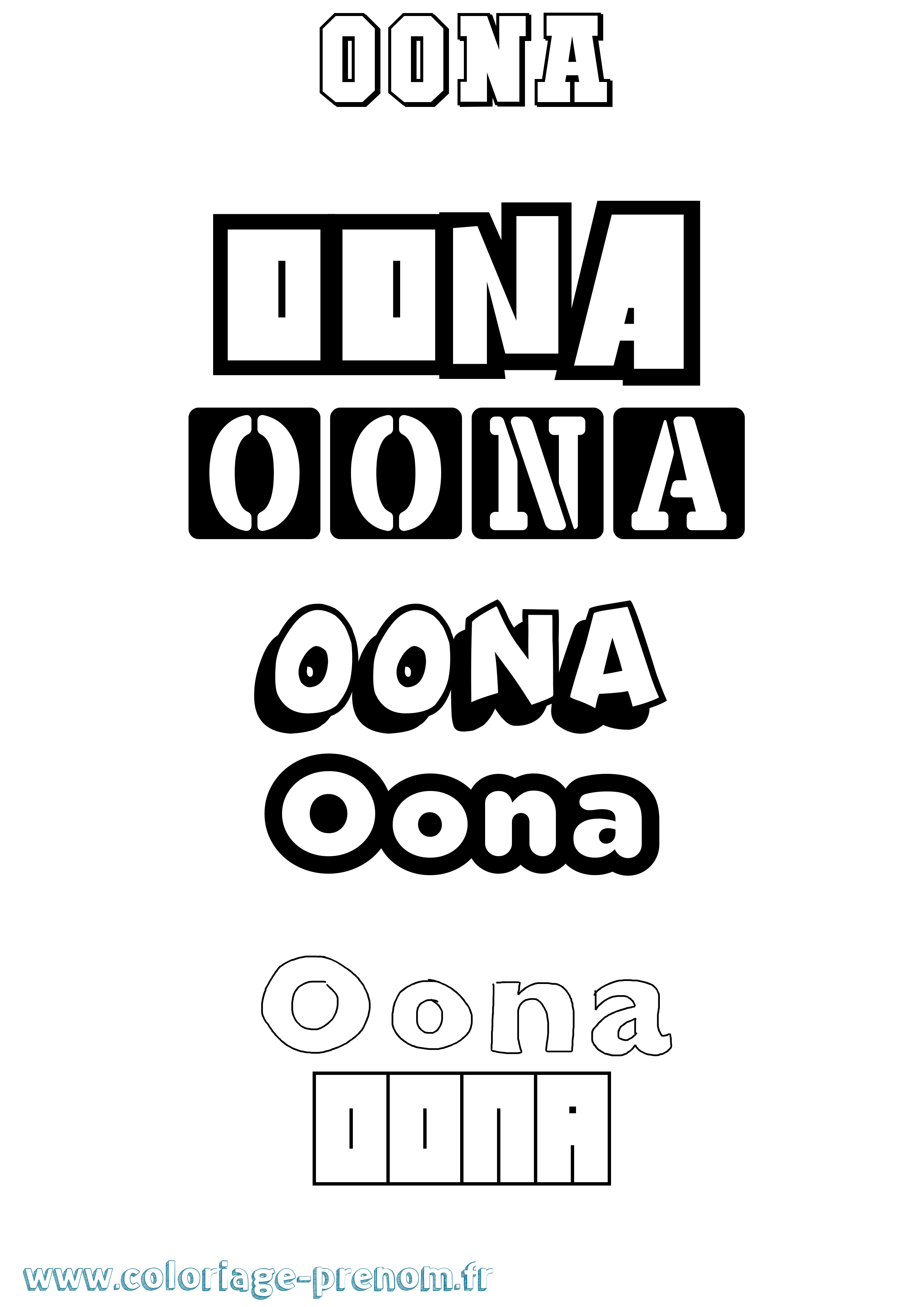 Coloriage Oona Simple Coloriage prénom Oona Simple