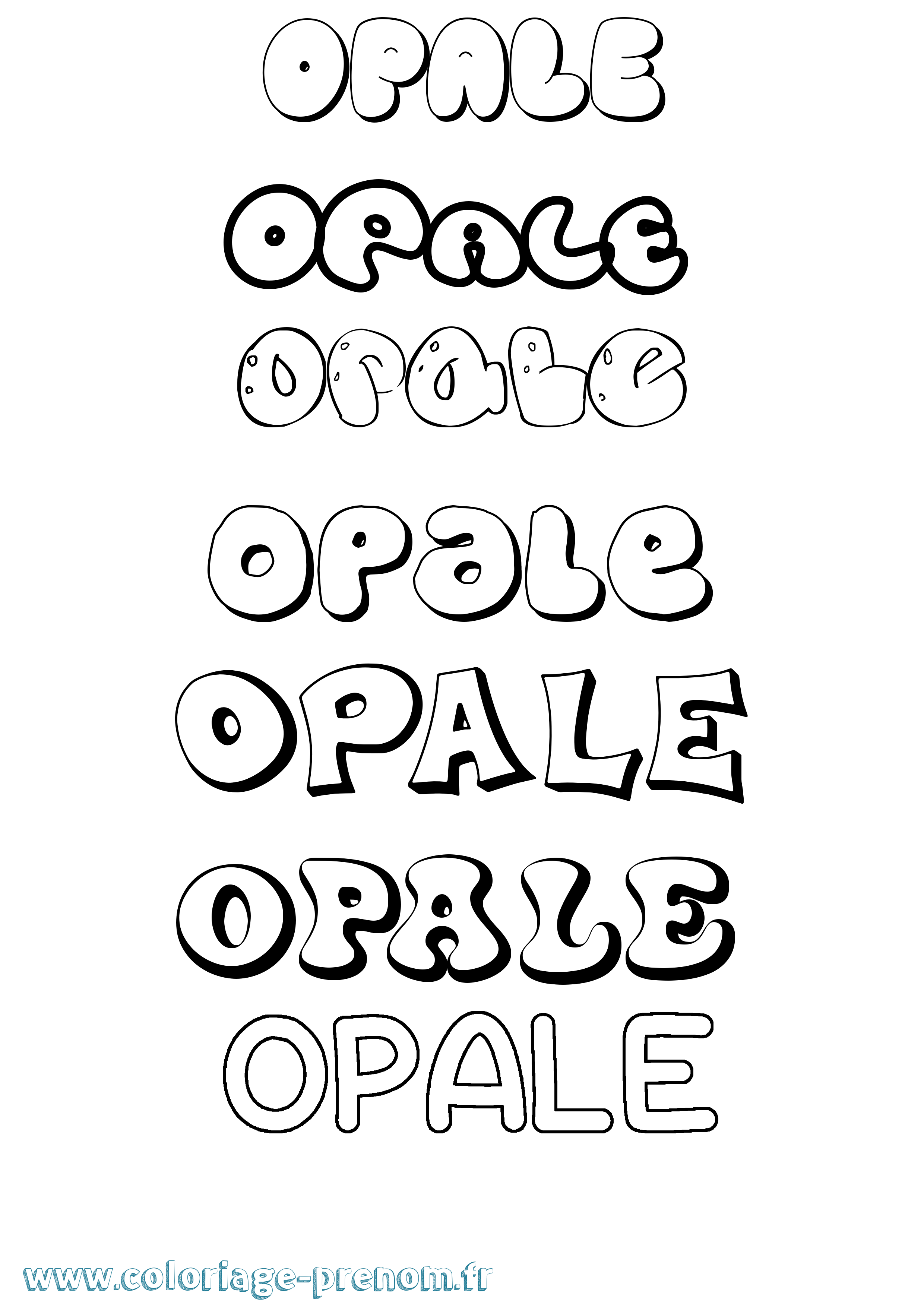 Coloriage Opale Bubble Coloriage prénom Opale Bubble