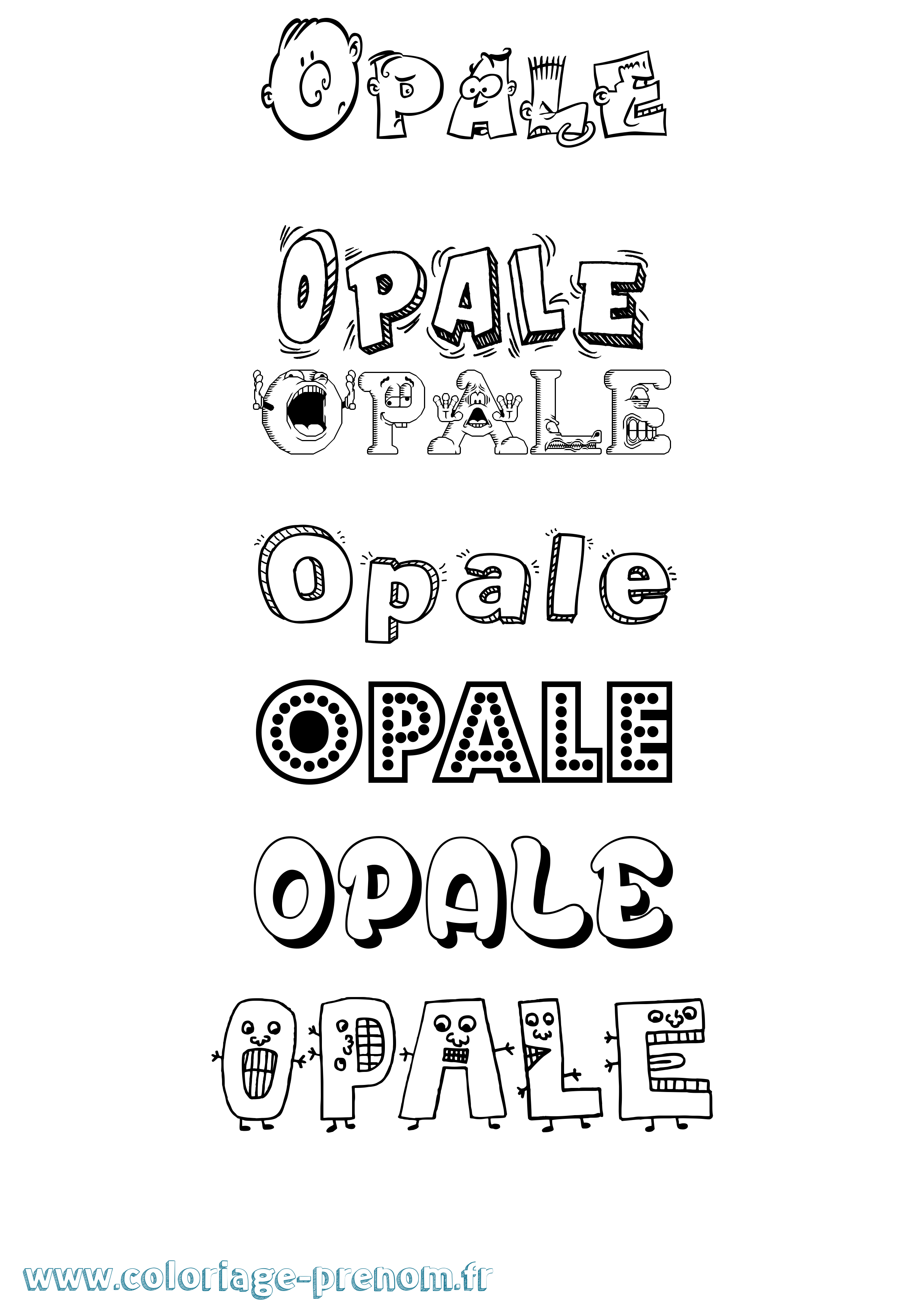 Coloriage Opale Fun Coloriage prénom Opale Fun