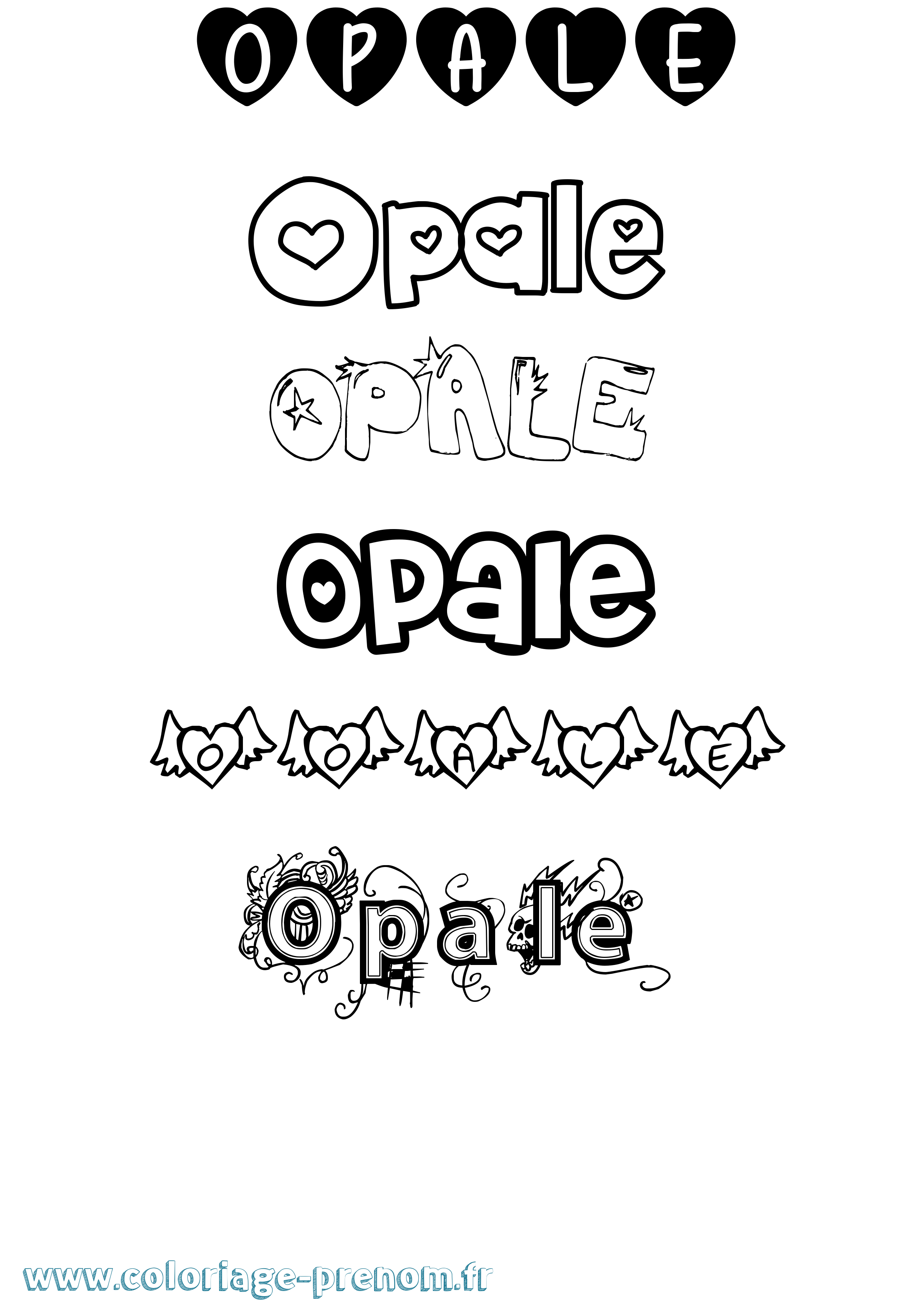 Coloriage Opale Girly Coloriage prénom Opale Girly