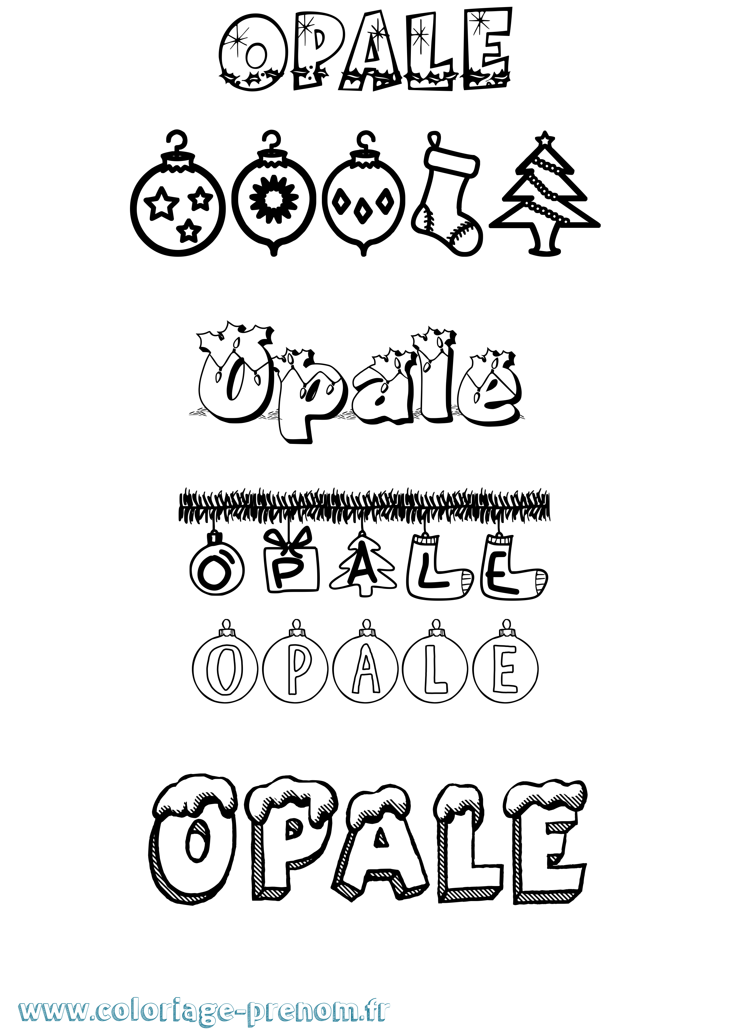 Coloriage Opale Noël Coloriage prénom Opale Noël