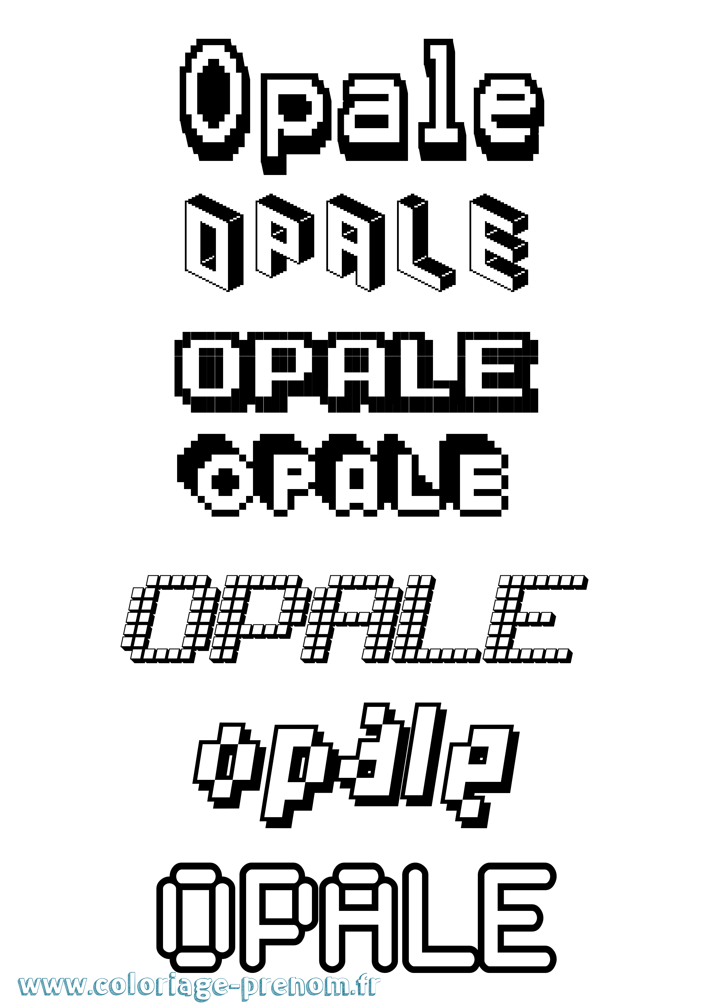 Coloriage Opale Pixel Coloriage prénom Opale Pixel