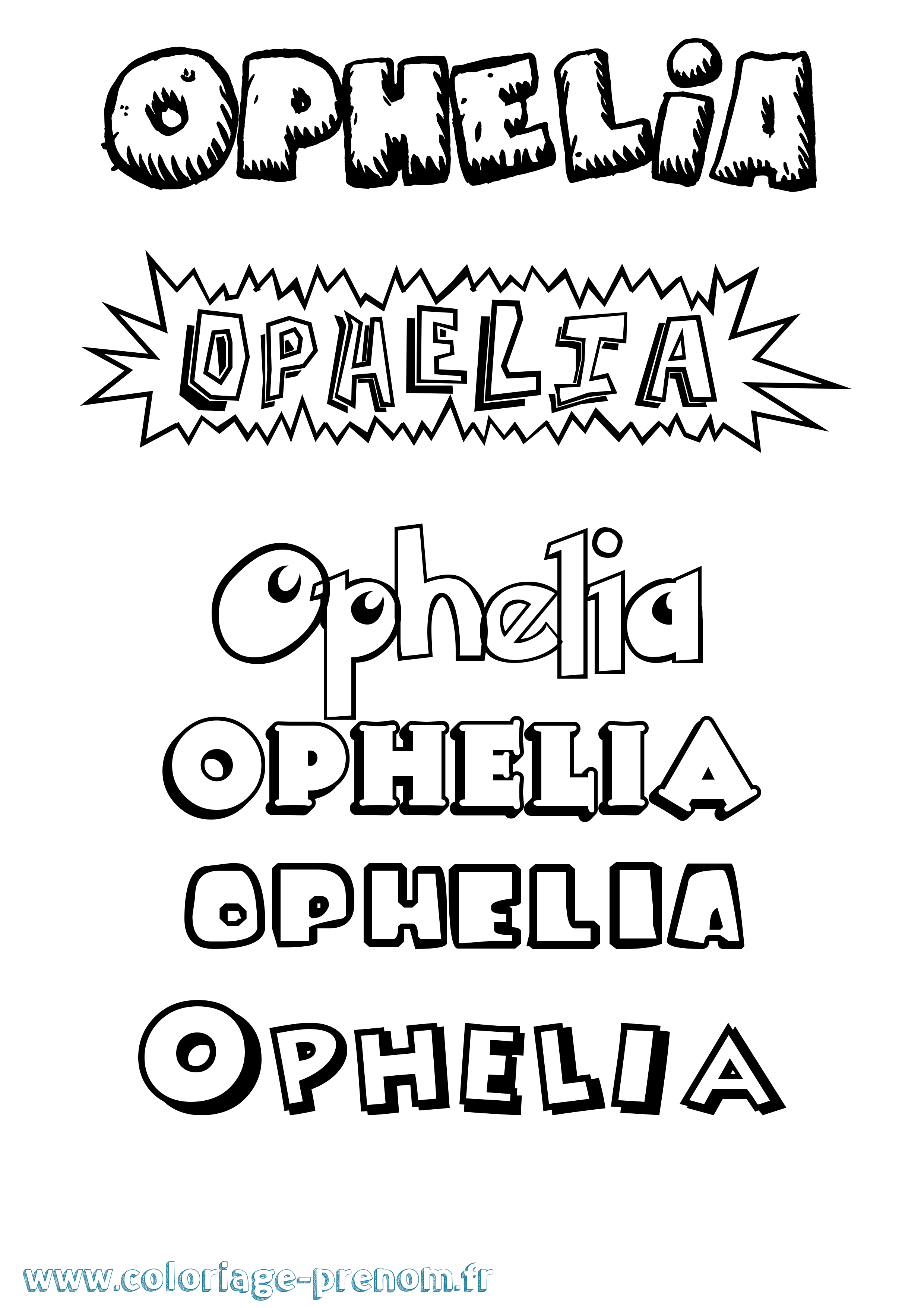 Coloriage Ophelia Dessin Animé Coloriage prénom Ophelia Dessin Animé