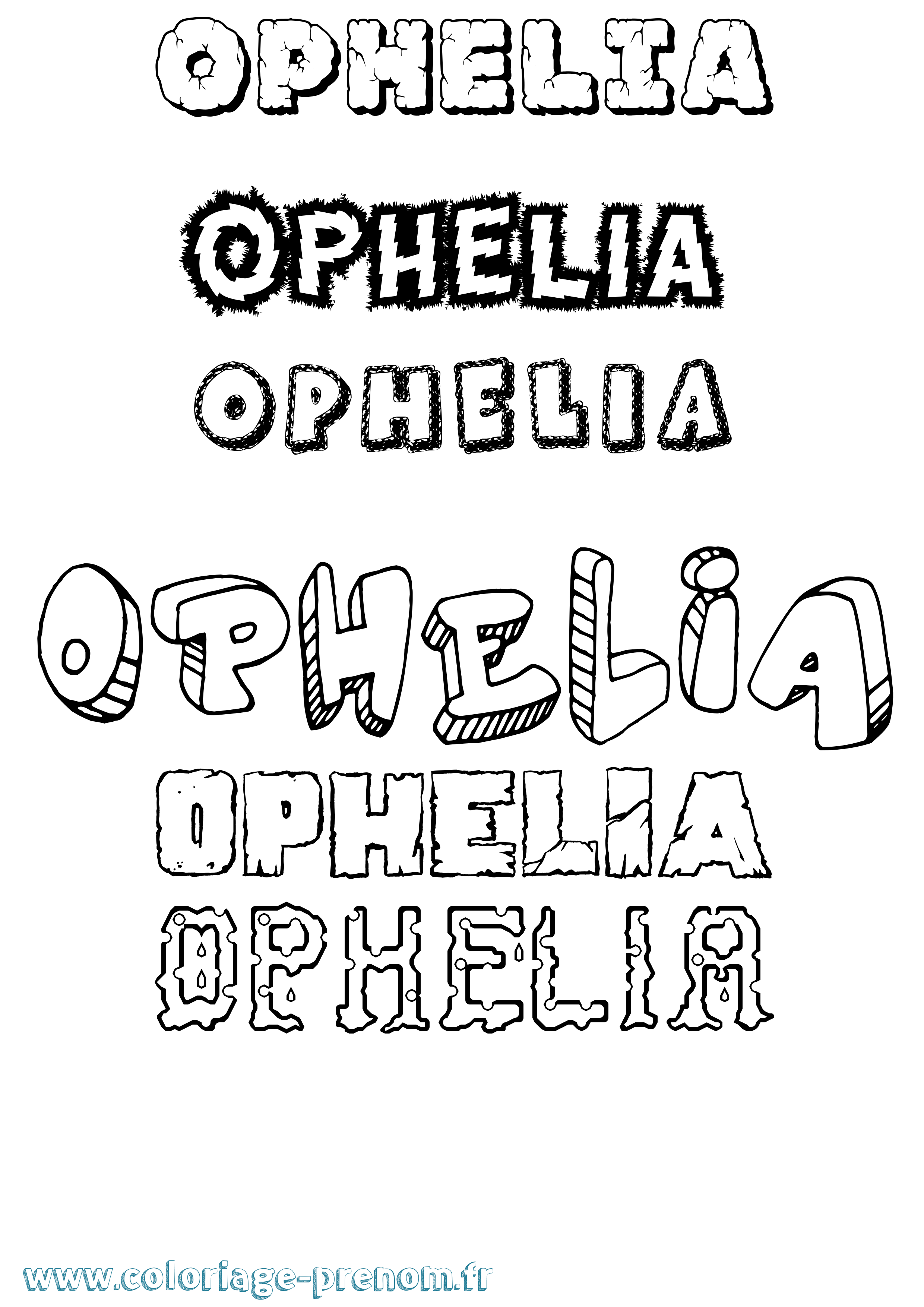 Coloriage Ophelia Destructuré Coloriage prénom Ophelia Destructuré