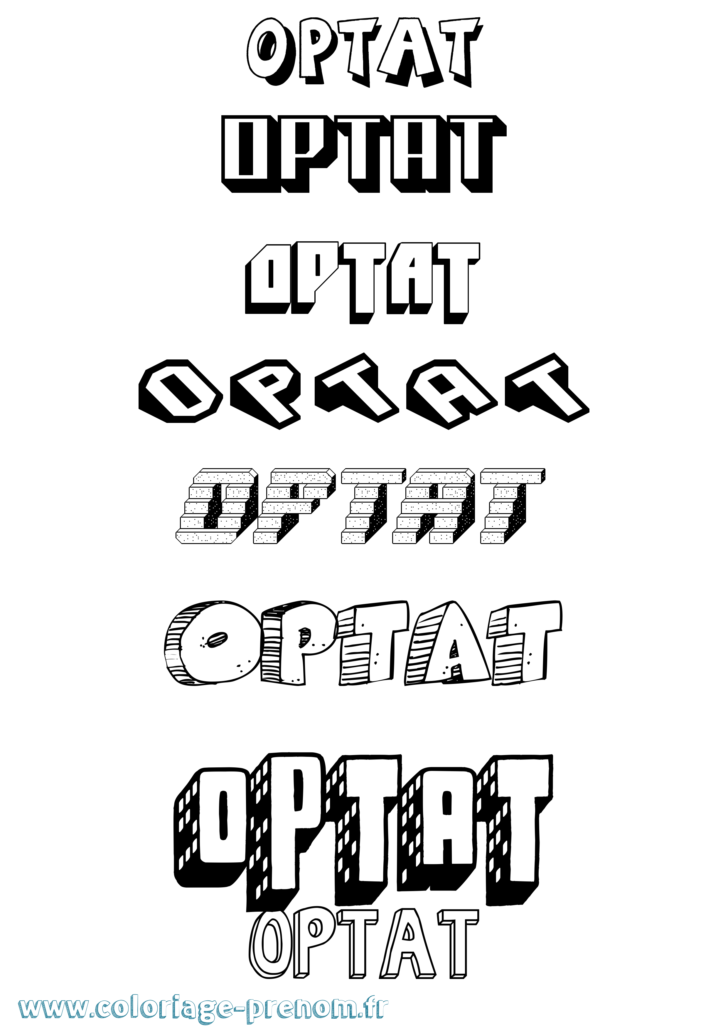 Coloriage Optat Effet 3D Coloriage prénom Optat Effet 3D