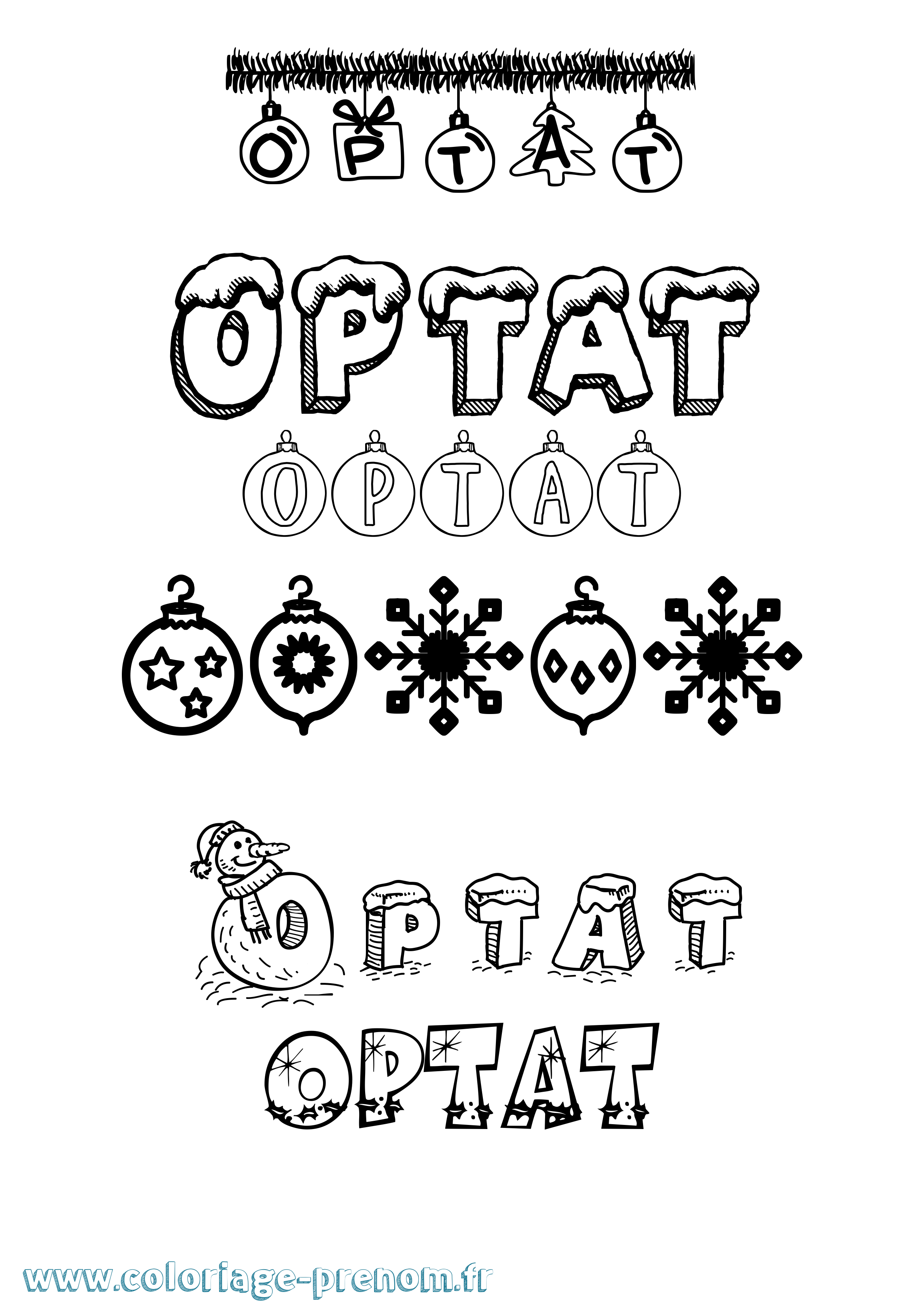 Coloriage Optat Noël Coloriage prénom Optat Noël