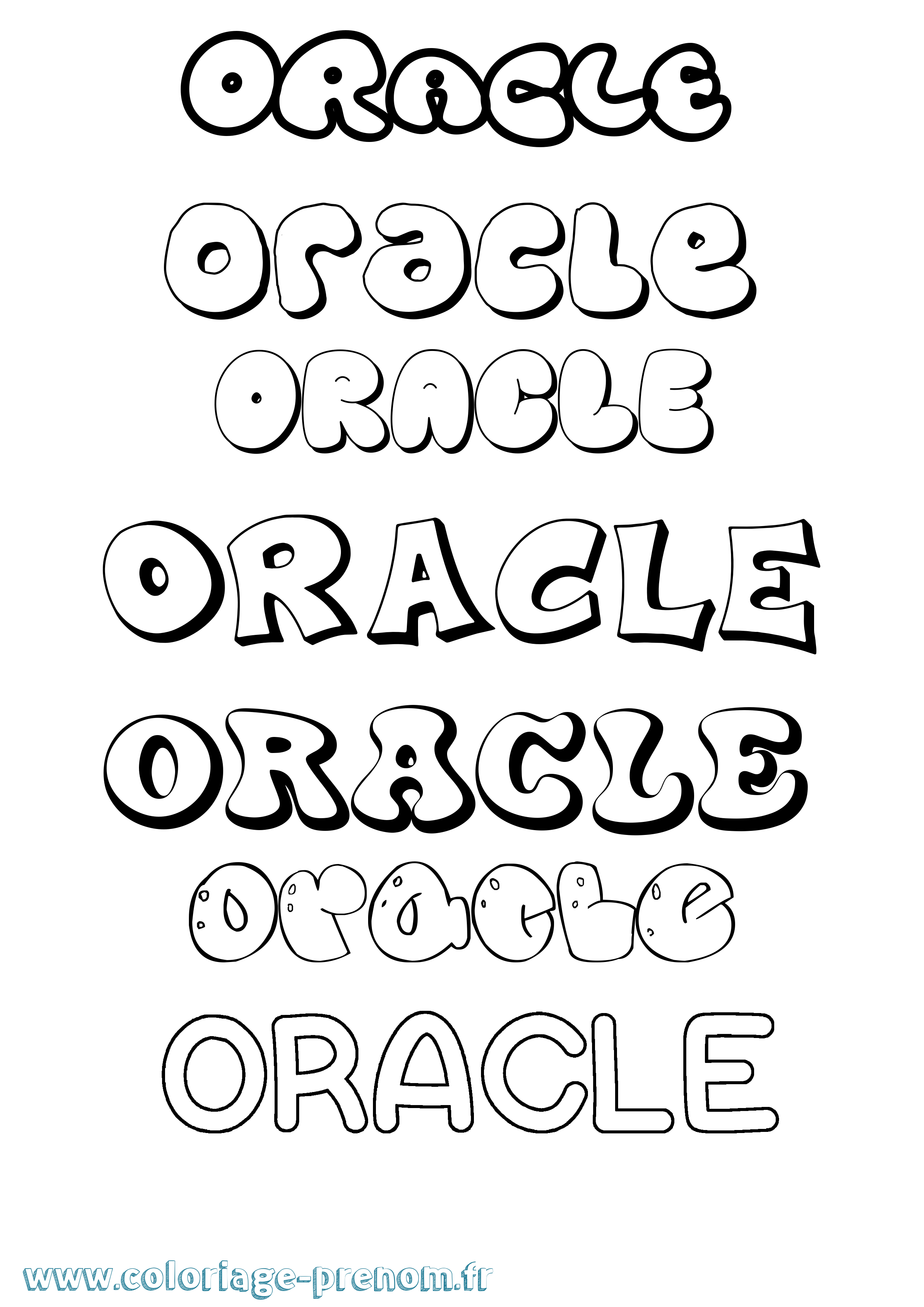 Coloriage Oracle Bubble Coloriage prénom Oracle Bubble