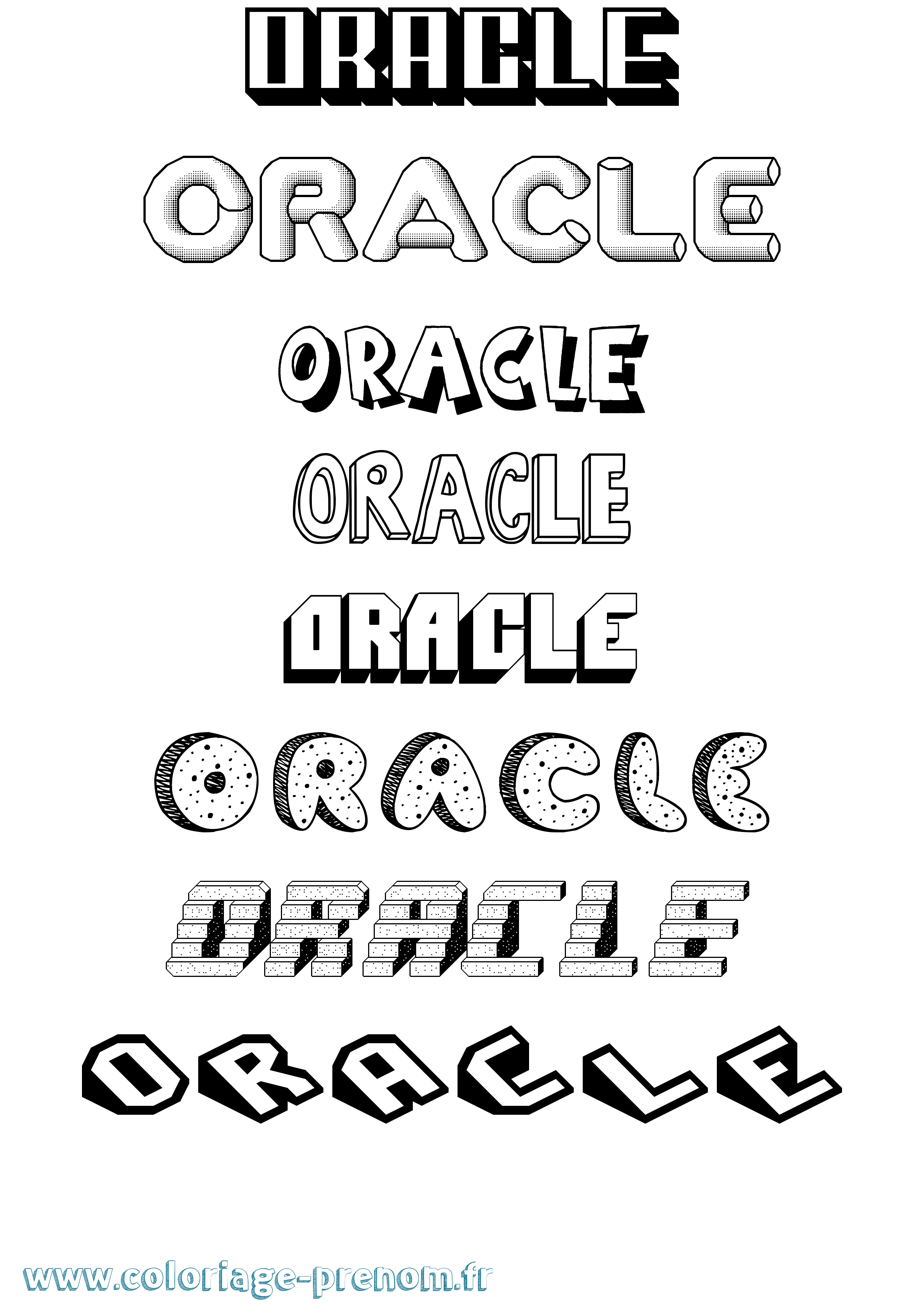 Coloriage Oracle Effet 3D Coloriage prénom Oracle Effet 3D