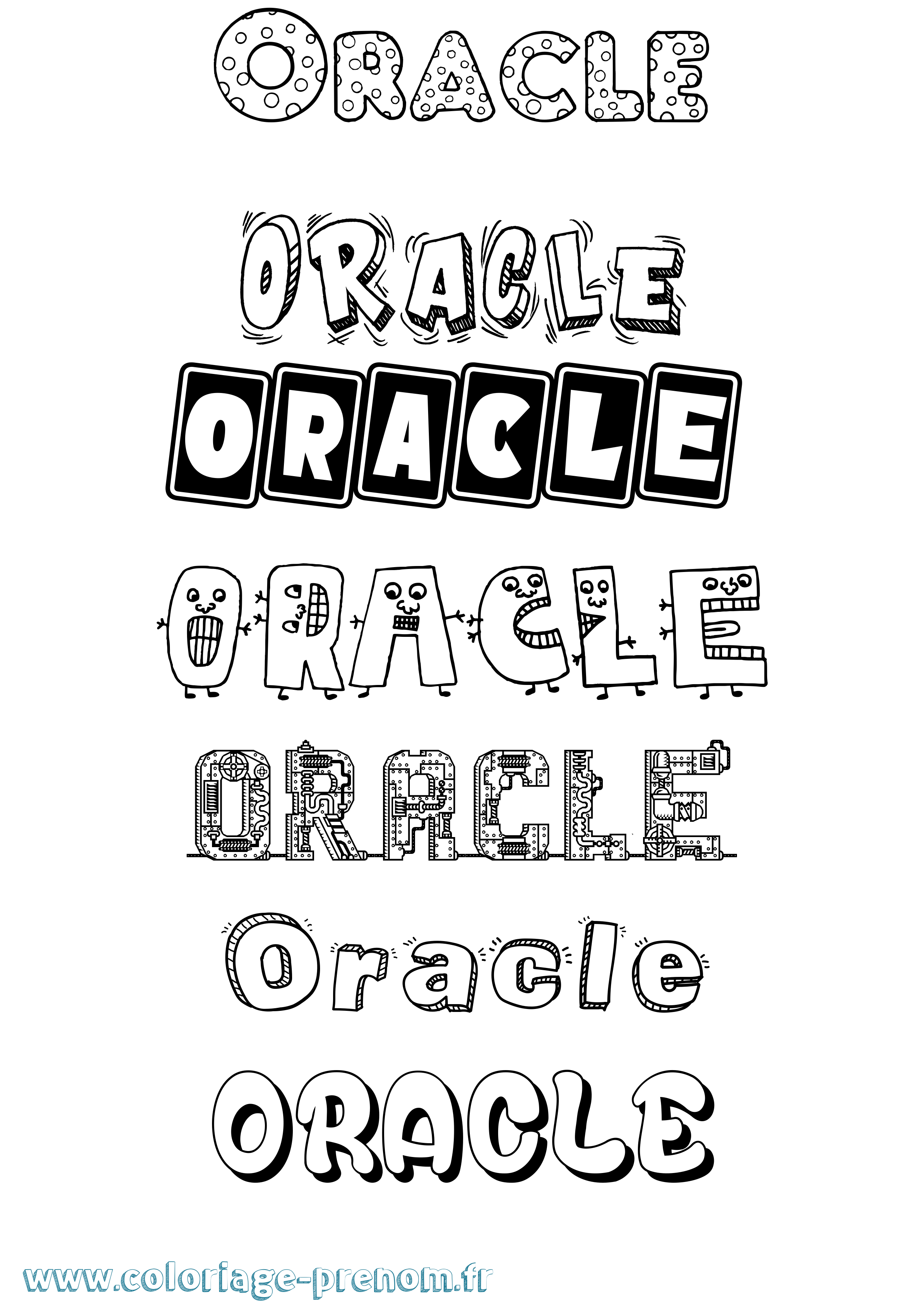 Coloriage Oracle Fun Coloriage prénom Oracle Fun