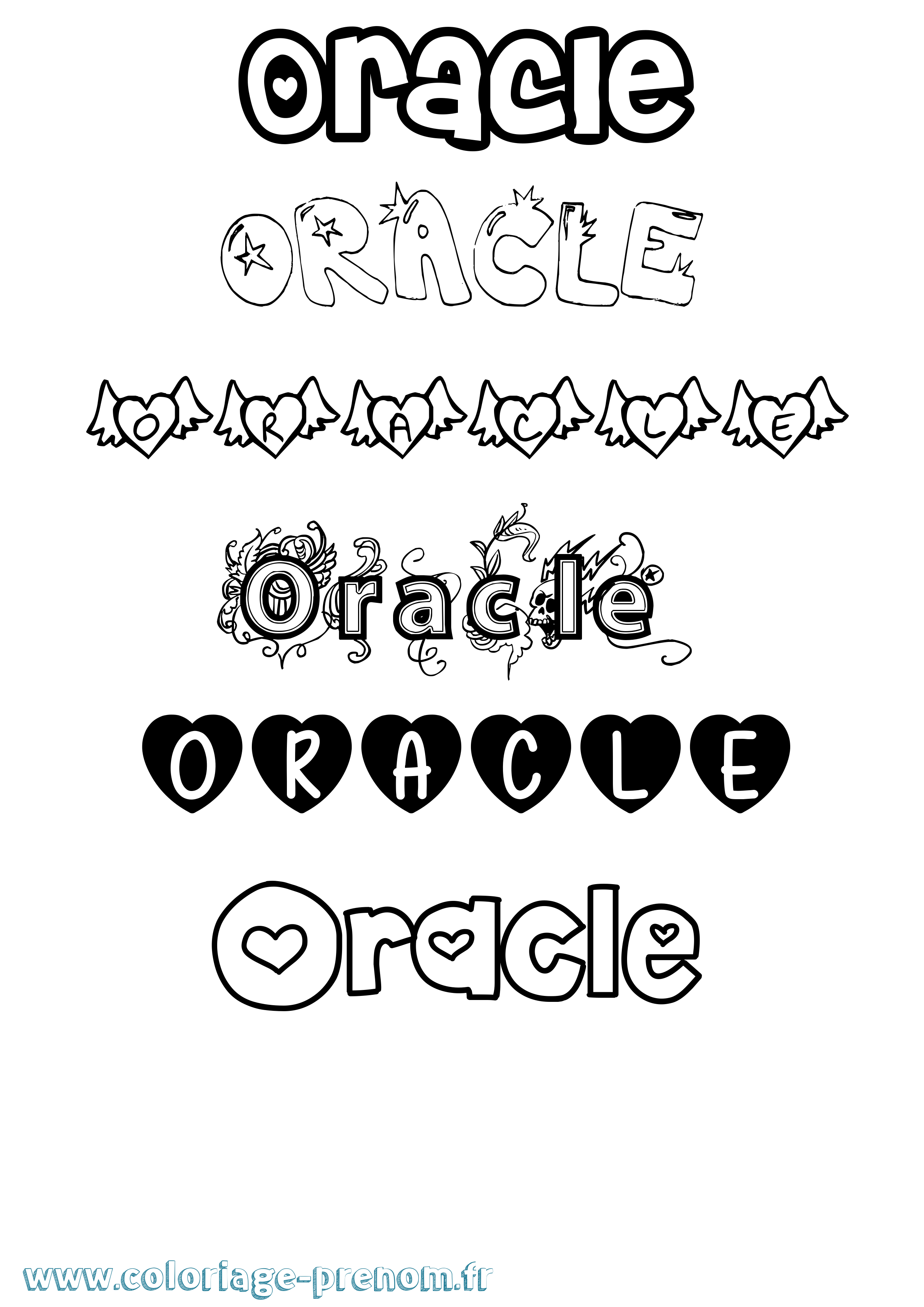 Coloriage Oracle Girly Coloriage prénom Oracle Girly