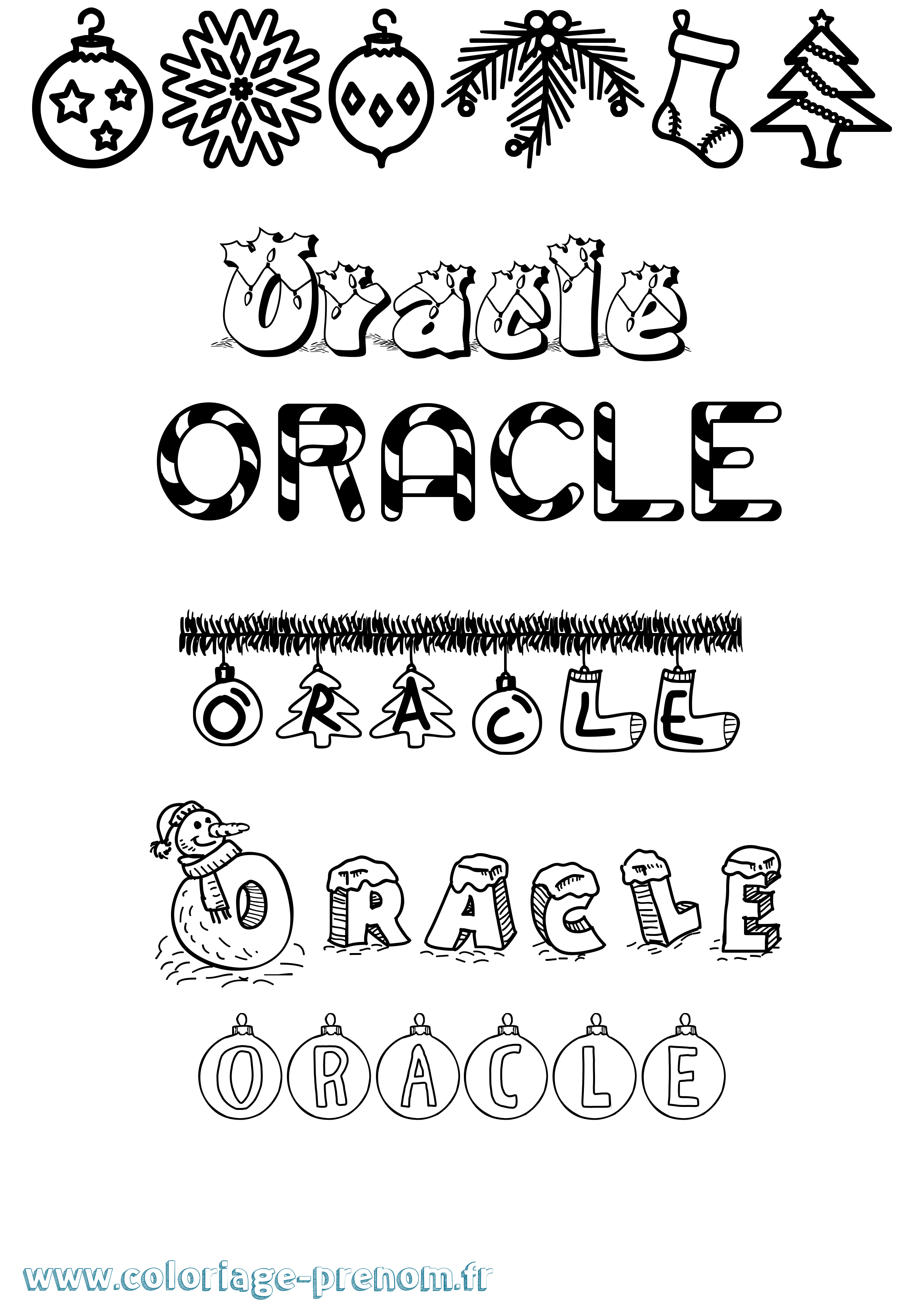 Coloriage Oracle Noël Coloriage prénom Oracle Noël