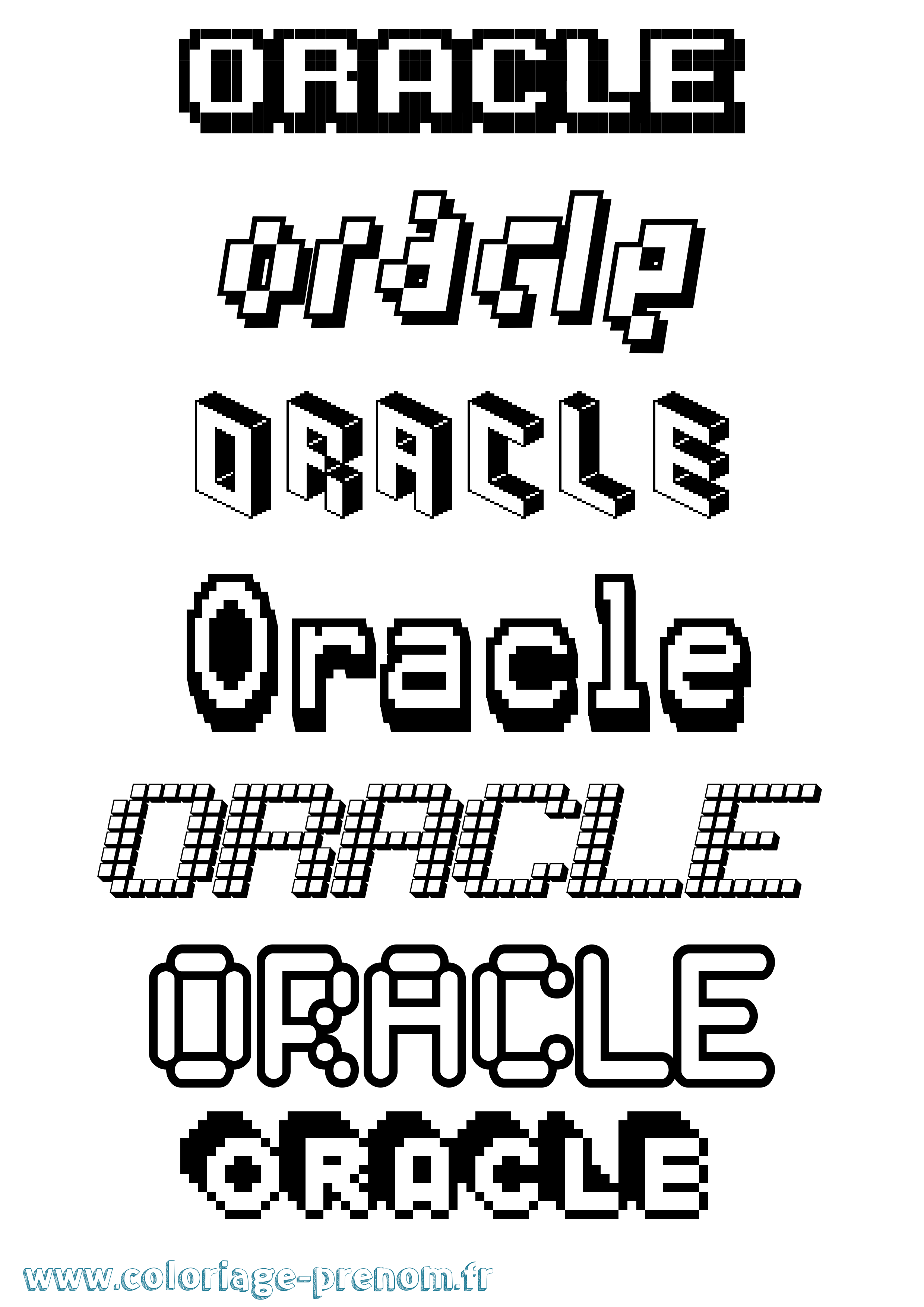 Coloriage Oracle Pixel Coloriage prénom Oracle Pixel