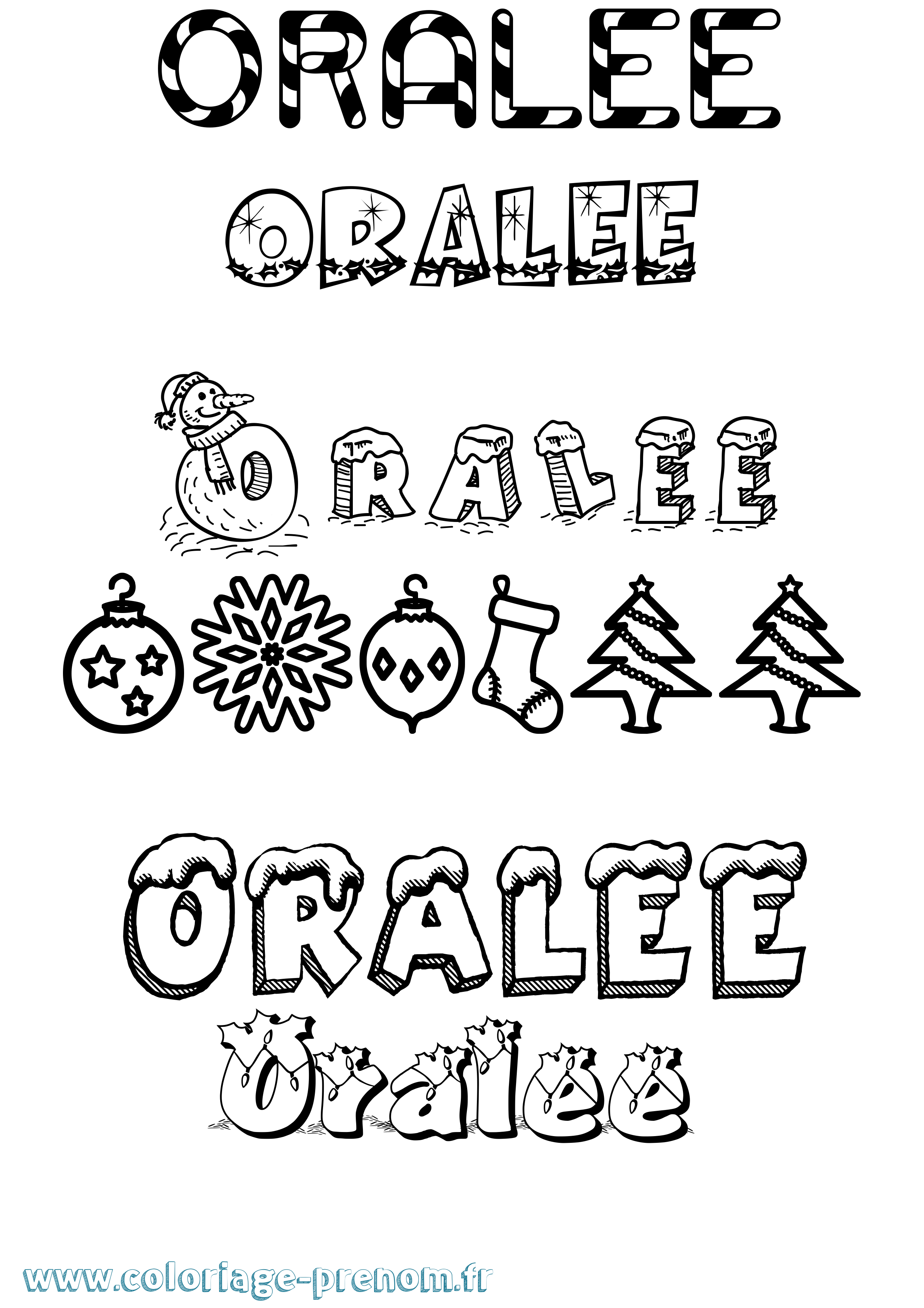 Coloriage Oralee Noël Coloriage prénom Oralee Noël