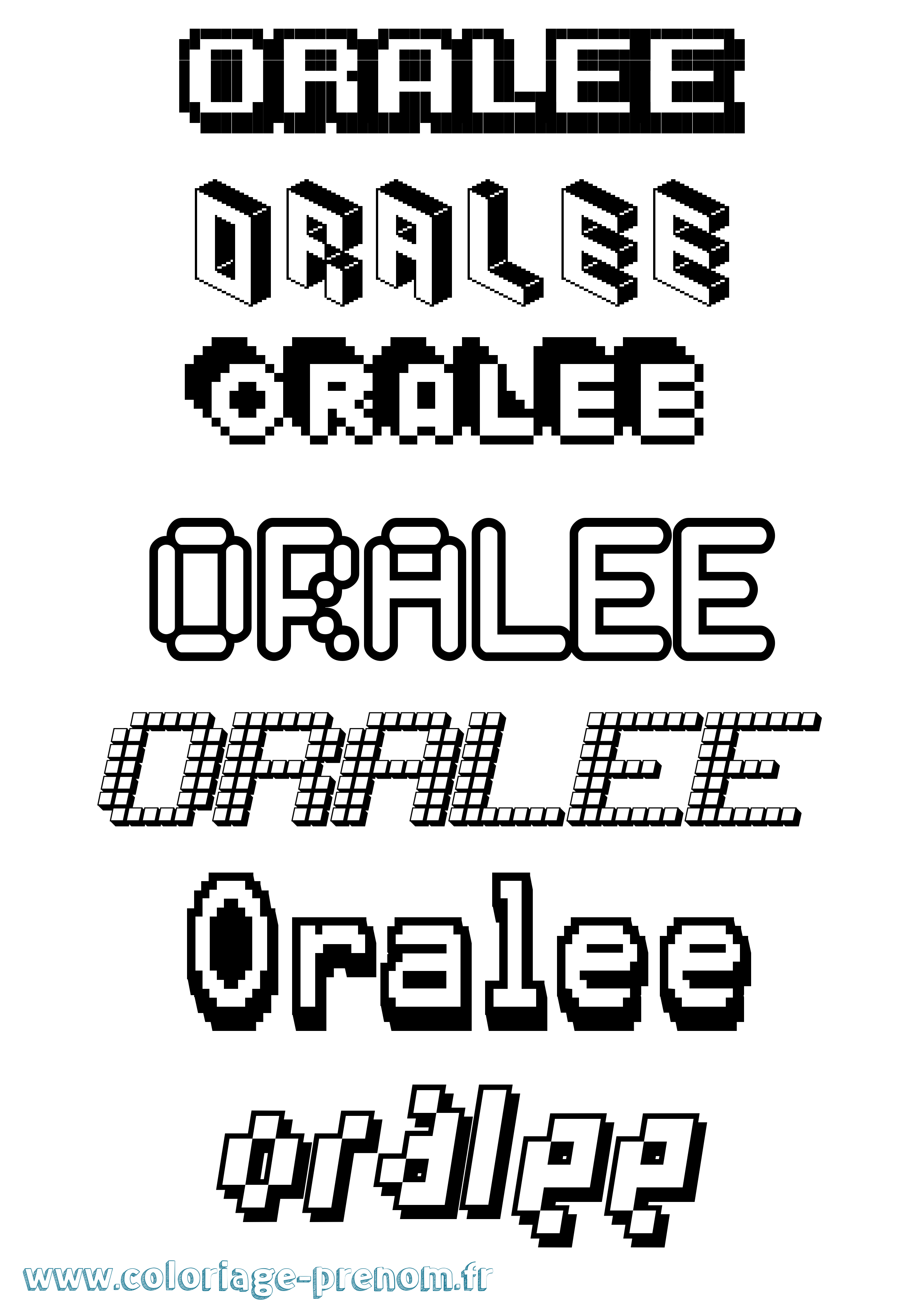 Coloriage Oralee Pixel Coloriage prénom Oralee Pixel
