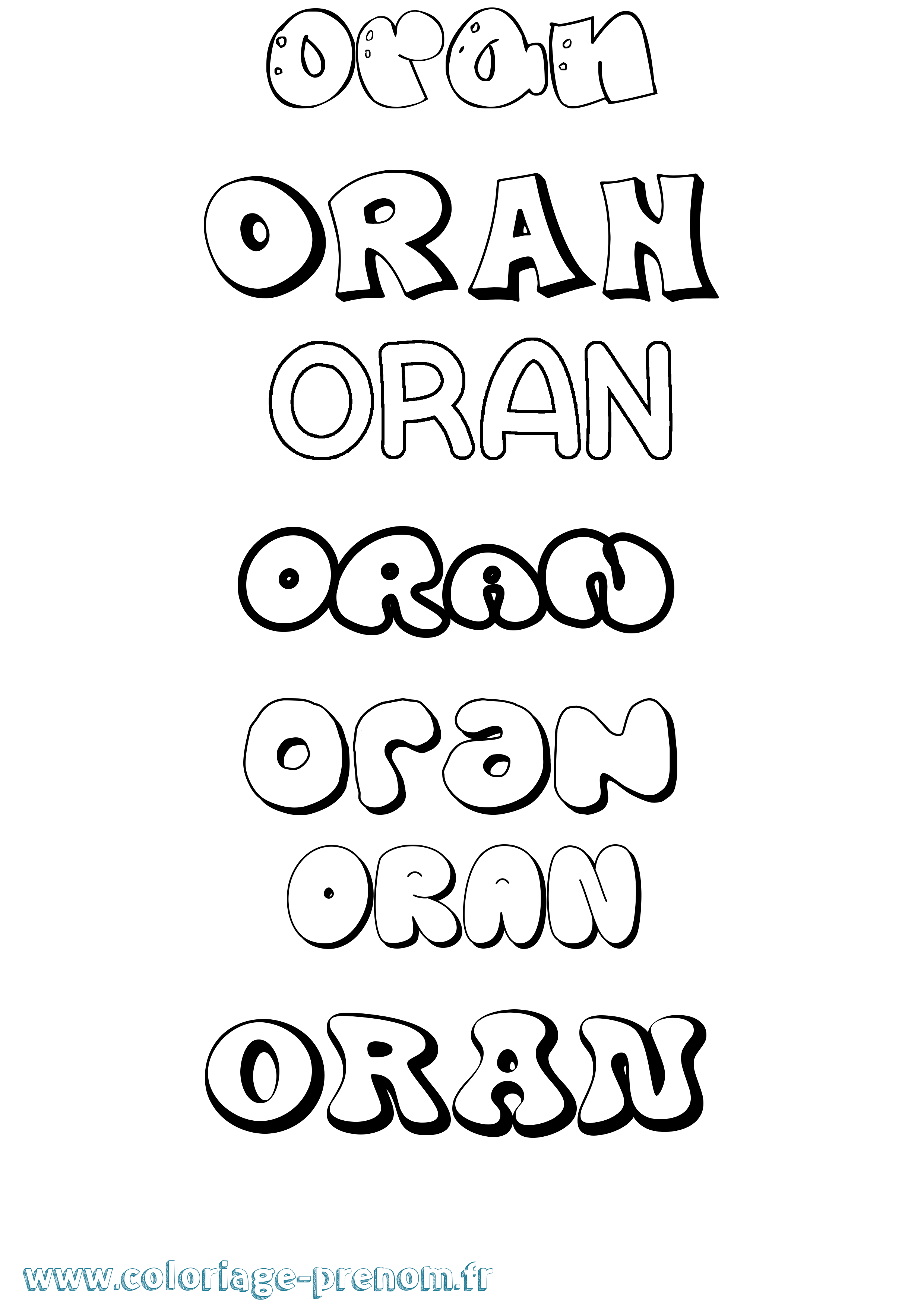Coloriage Oran Bubble Coloriage prénom Oran Bubble