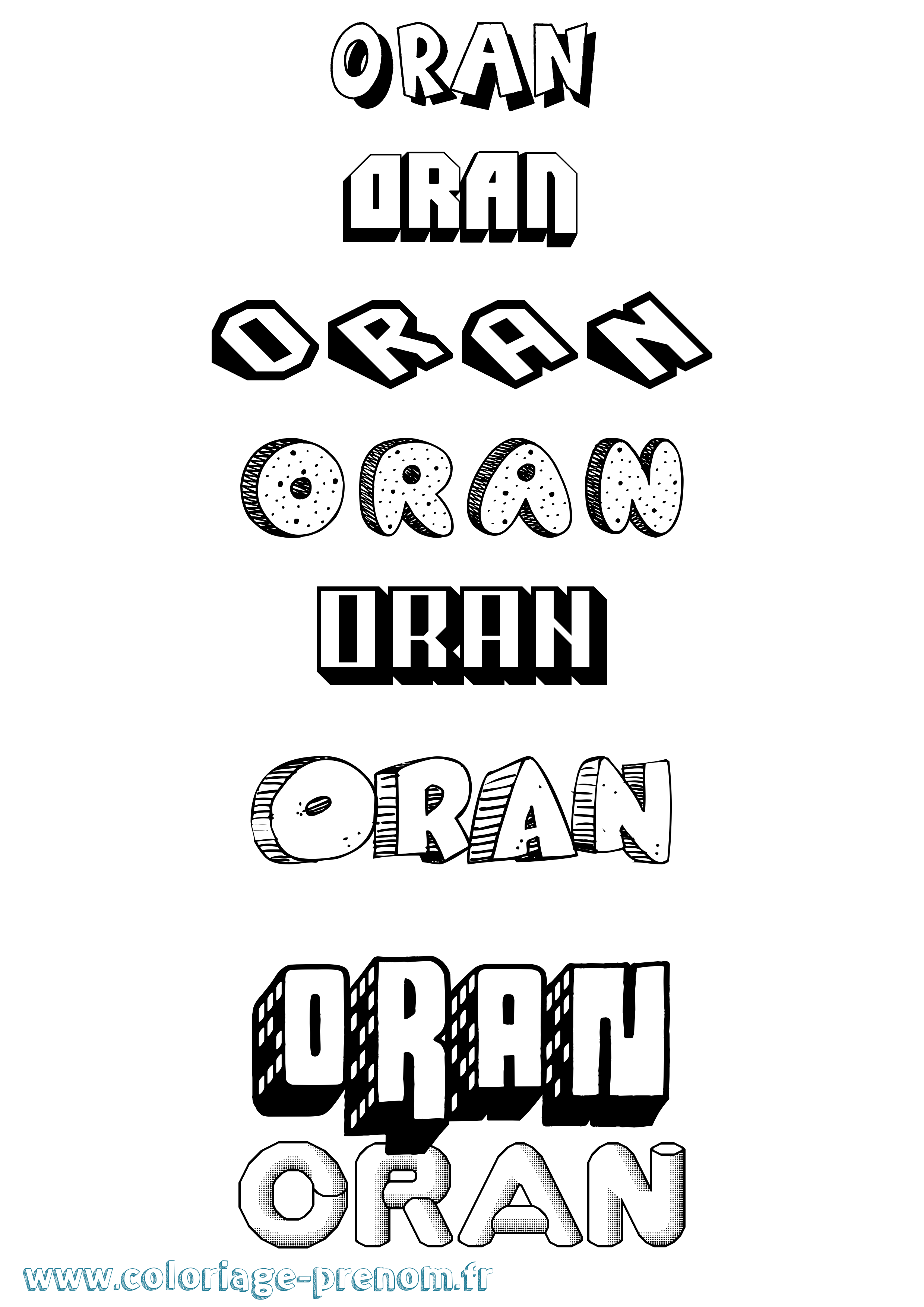 Coloriage Oran Effet 3D Coloriage prénom Oran Effet 3D