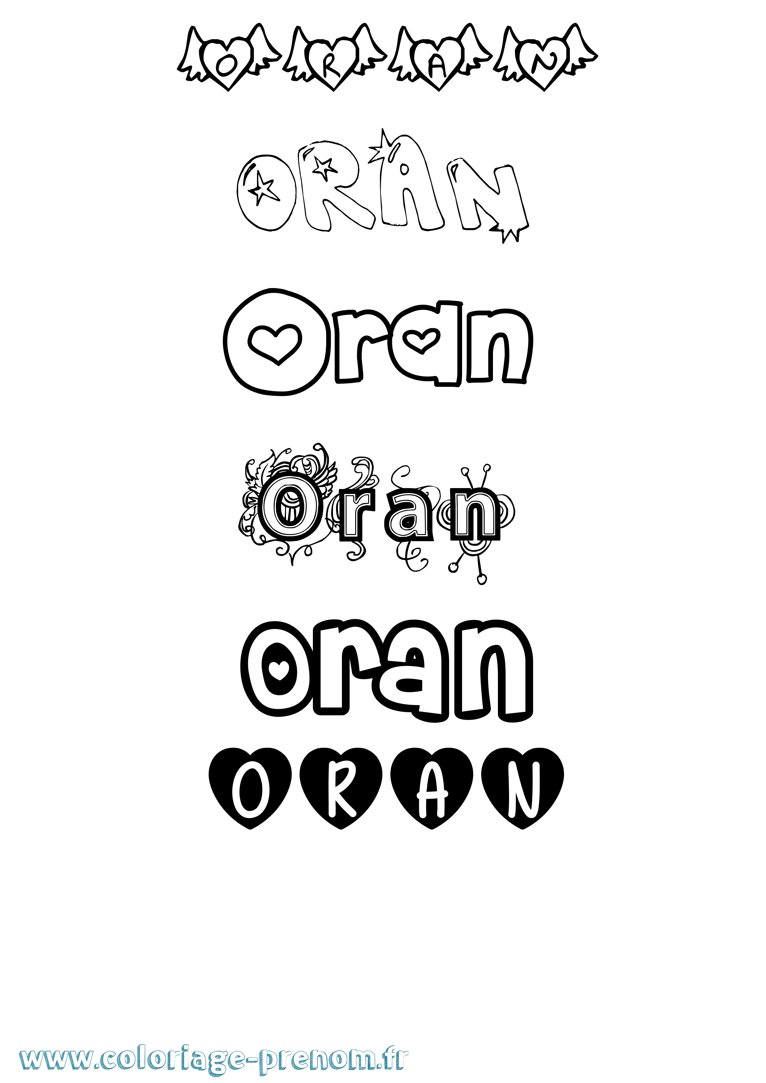 Coloriage Oran Girly Coloriage prénom Oran Girly