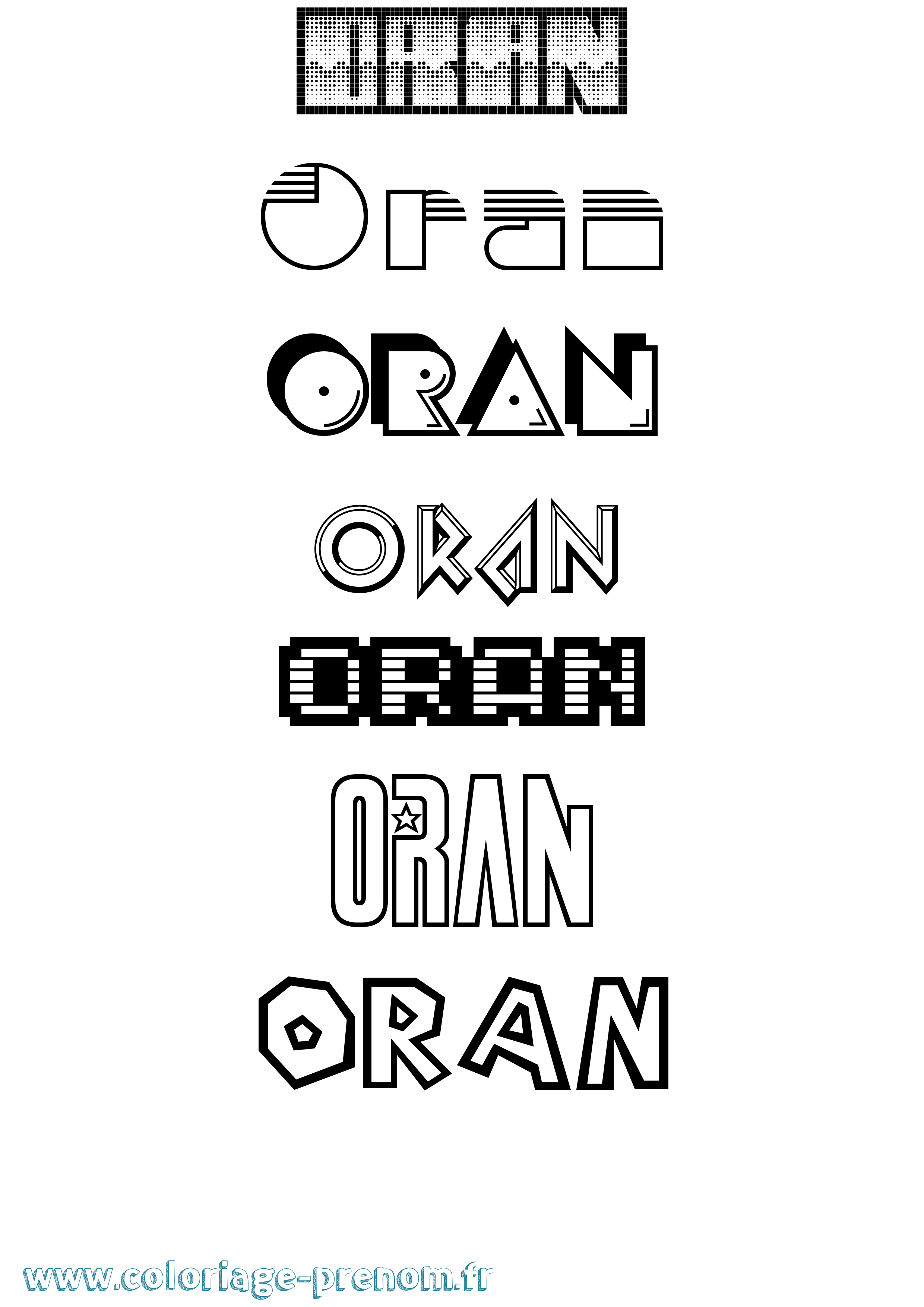 Coloriage Oran Jeux Vidéos Coloriage prénom Oran Jeux Vidéos