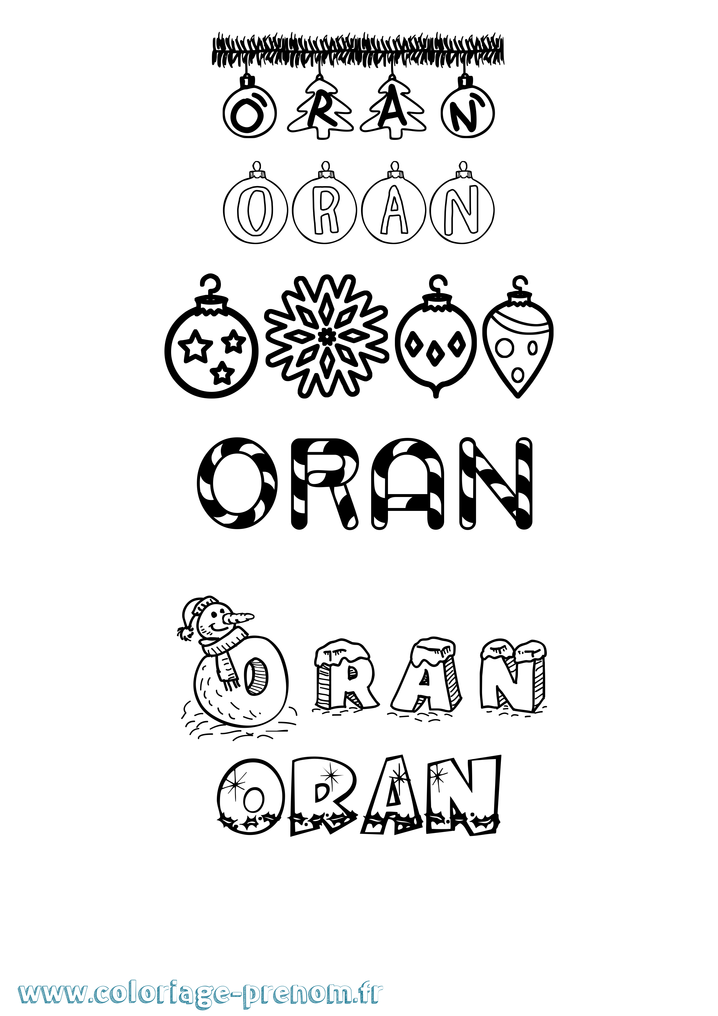 Coloriage Oran Noël Coloriage prénom Oran Noël