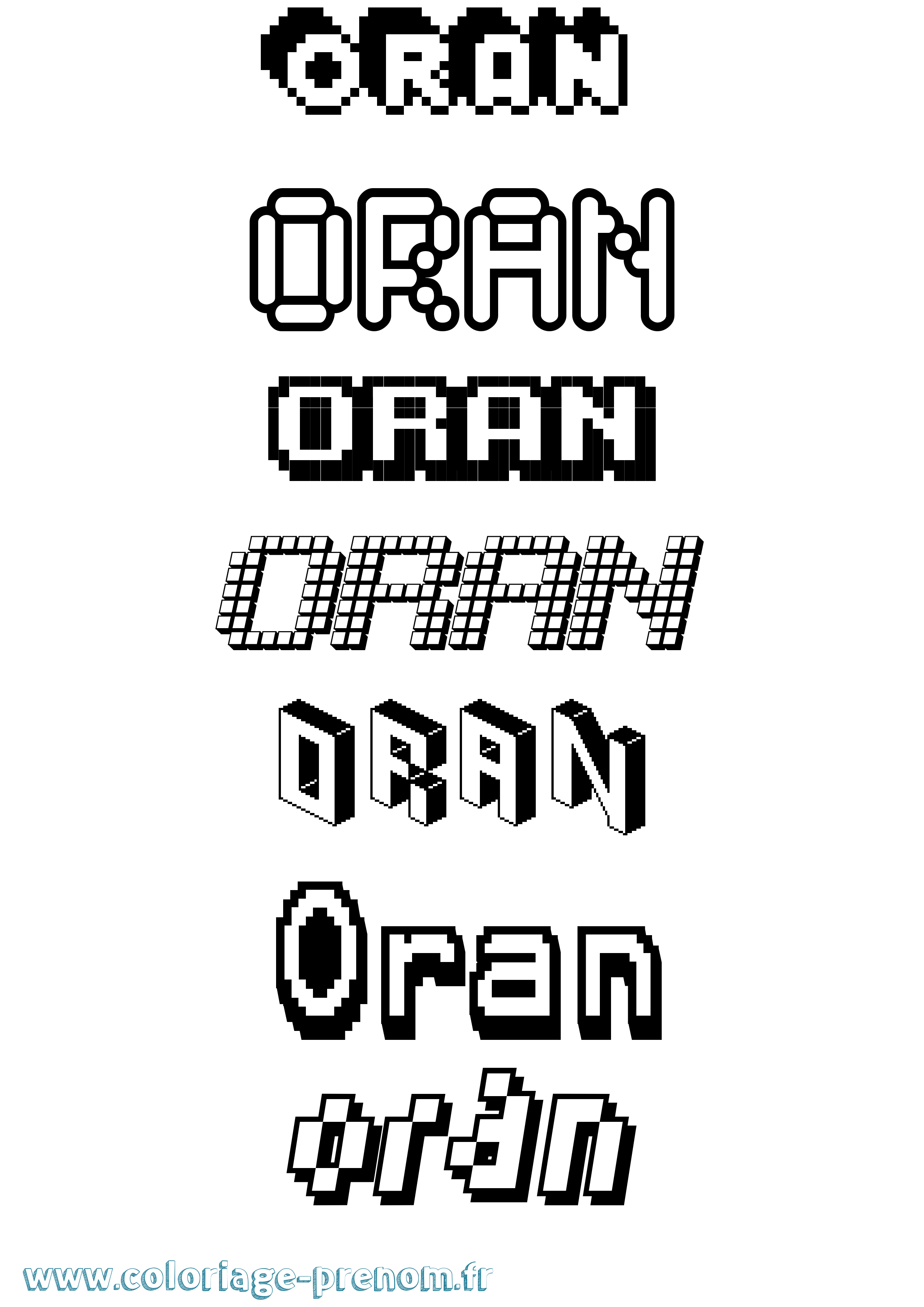 Coloriage Oran Pixel Coloriage prénom Oran Pixel