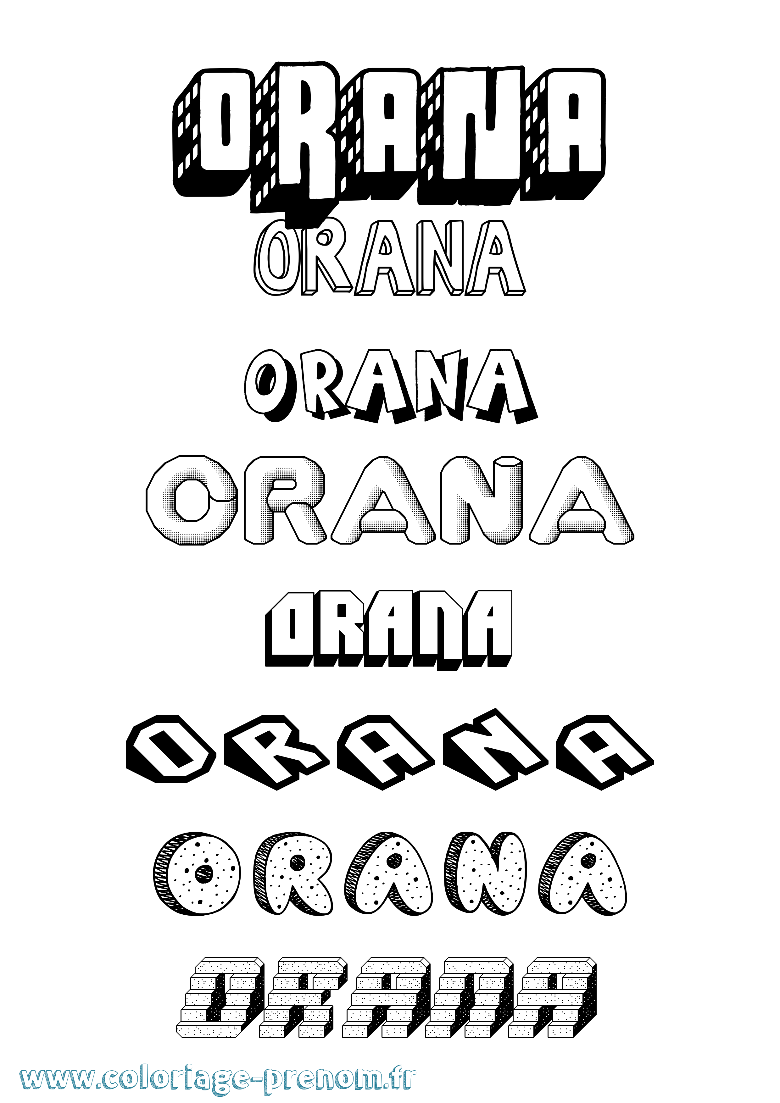 Coloriage Orana Effet 3D Coloriage prénom Orana Effet 3D