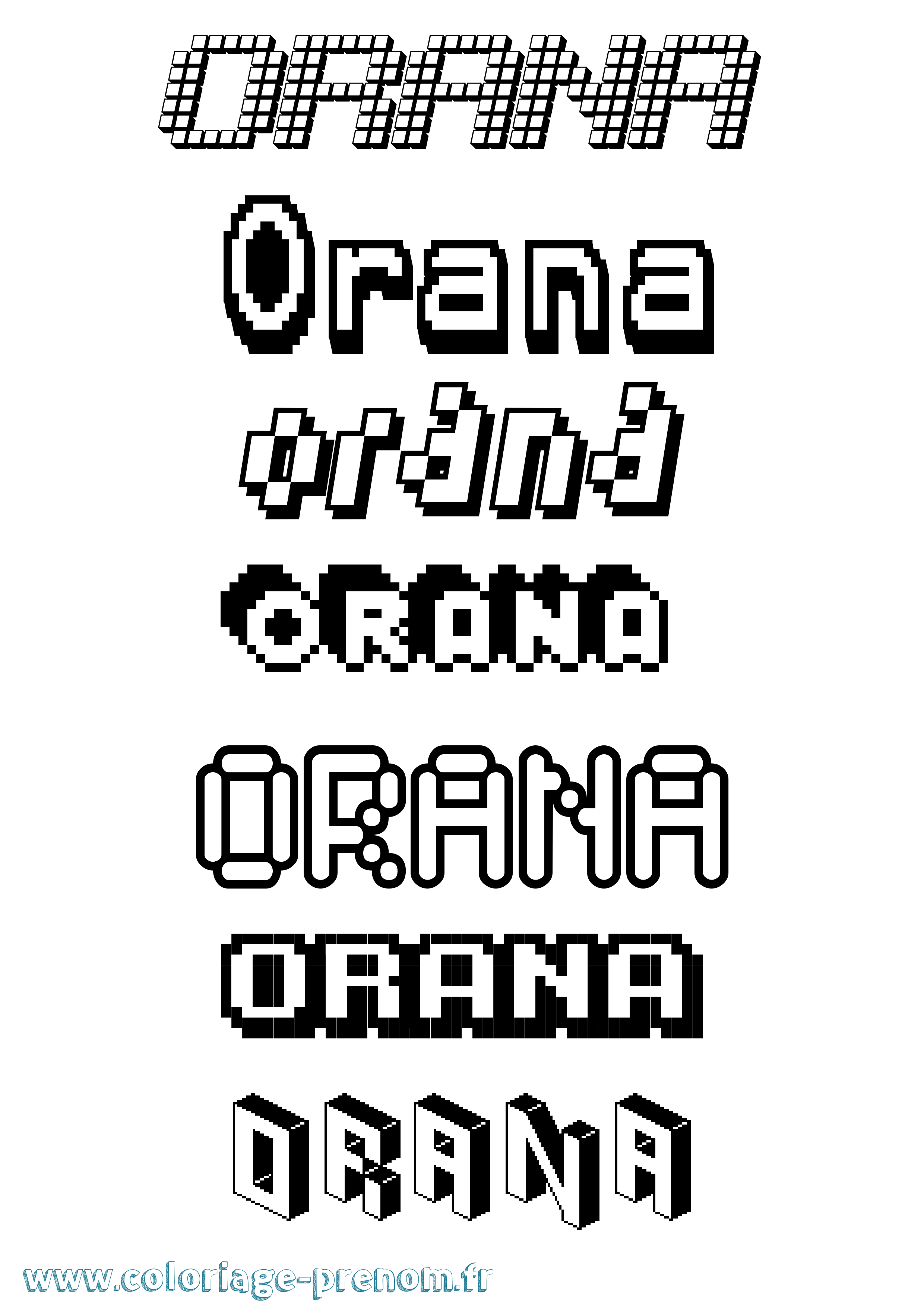 Coloriage Orana Pixel Coloriage prénom Orana Pixel